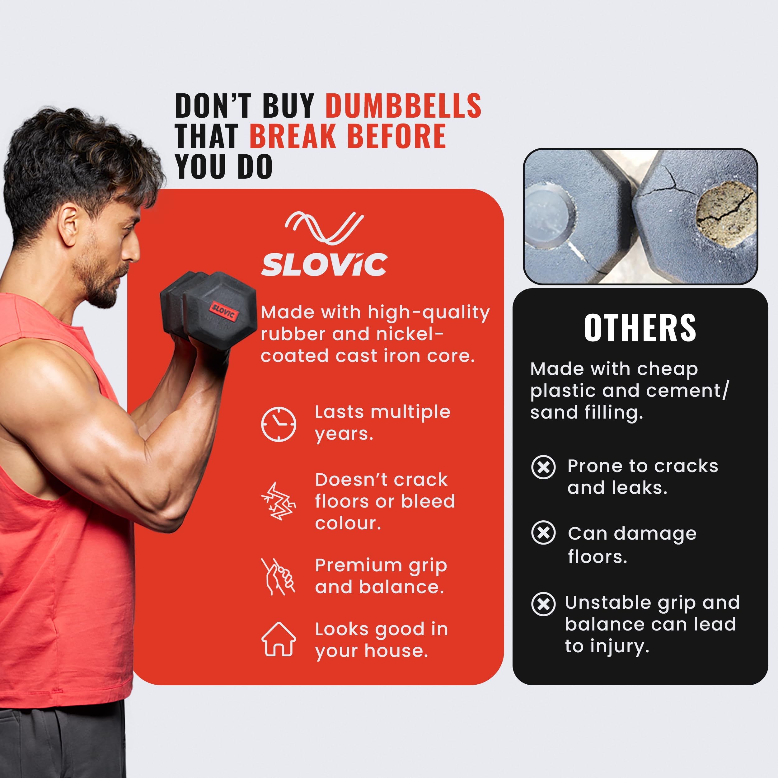 Slovic Dumbbells Set for Home Workout 10 KG [5 KG x 2] | Hexa Dumbbells Pair for Exercise | Home Gym Equipment for Home Workout | Exercise Equipement Weights for Home Gym image 4