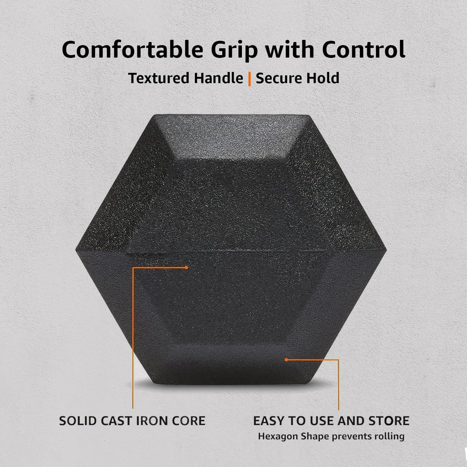 amazon basics Rubber Encased Hex Dumbbell Weight Set Of 2, 5 Kg,Black image 5