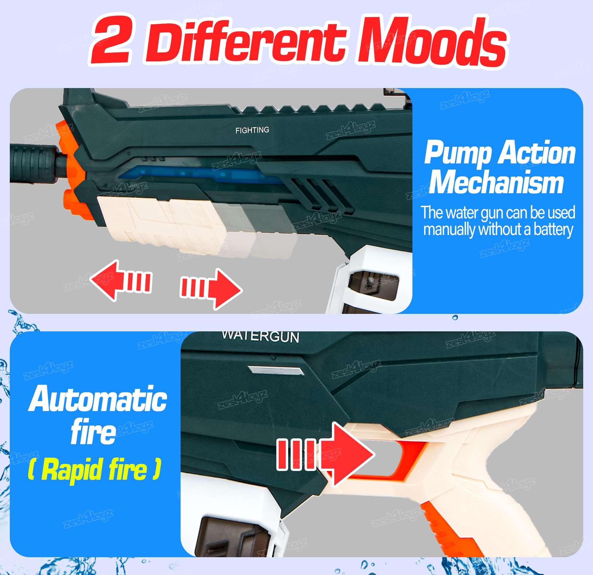 Zest 4 Toyz Holi Electric Pichkari Water Blaster Gun for Kids Long-Range Shooting Electric Continuous Firing Leakproof Water Tank Rechargeable Water Gun for Boys and Girls- Assorted image 4