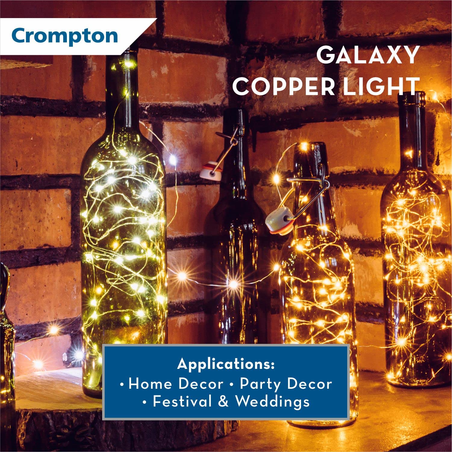 Crompton Galaxy Decoration Copper USB Powered String Fairy Lights with 100 Led Light (10 Meters / 32 Feet, Warm White, Pack of 1) image 2