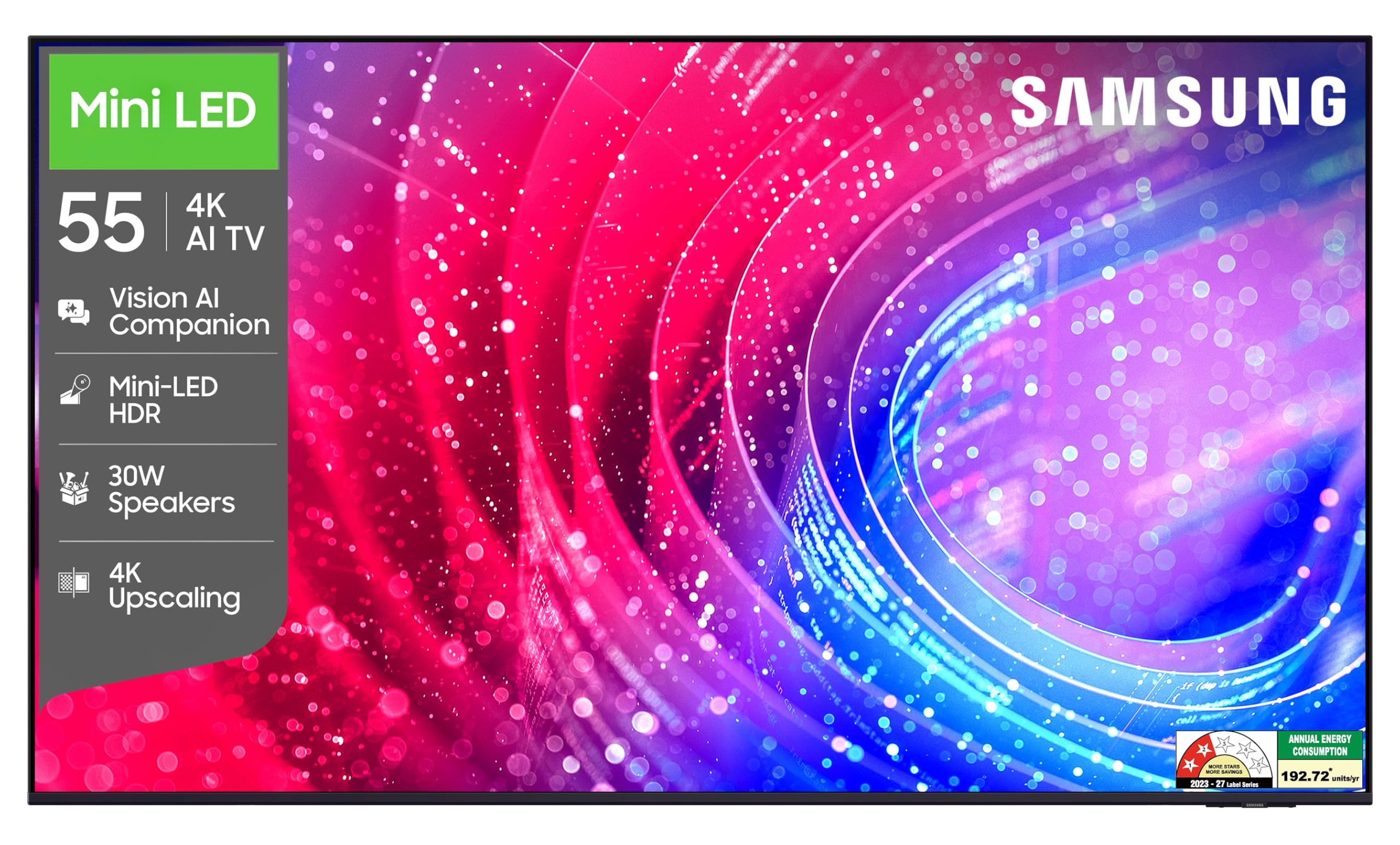 Samsung 55 inch (138cm) Mini LED 4K Vision AI 2026 Smart TV | 30W Speakers | 4K Upscaling | Mini-LED HDR | 150+ Channels | 7 Years OS Upgrade | UA55M2EHAULXL