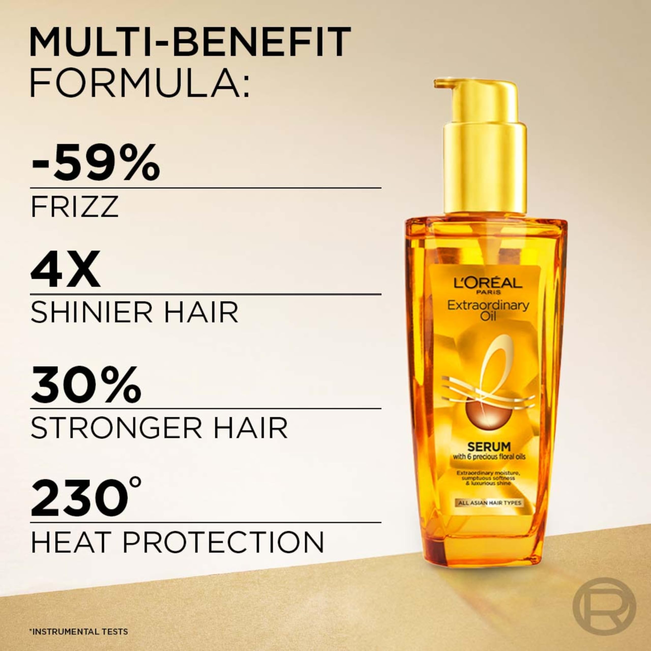 L'Oreal Paris Extraordinary Oil Hair Serum Powered by Floral Oils | For All Hair Types, Makes hair frizz-free, stronger, shiny and provides UV and Heat Protection, Lightweight Formula| 30ml image 3