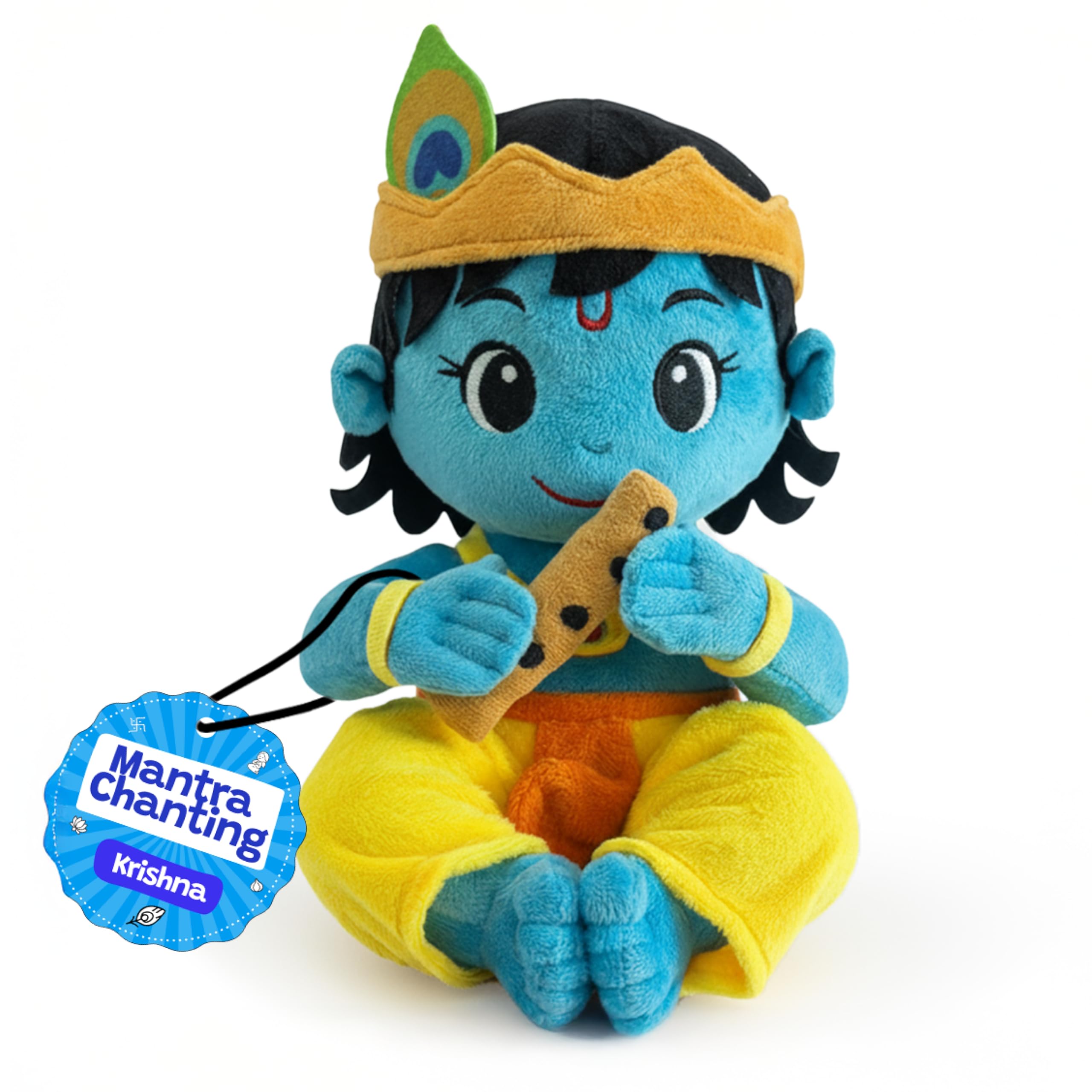 WonderBuddy Divine Mantra Chanting Baby Krishna with 8 Preloaded Mantras & Aartis, Musical Soft Plush Toy, Best Birthday Gift for Infants, Toddlers & Kids (Medium - 28 Cm)