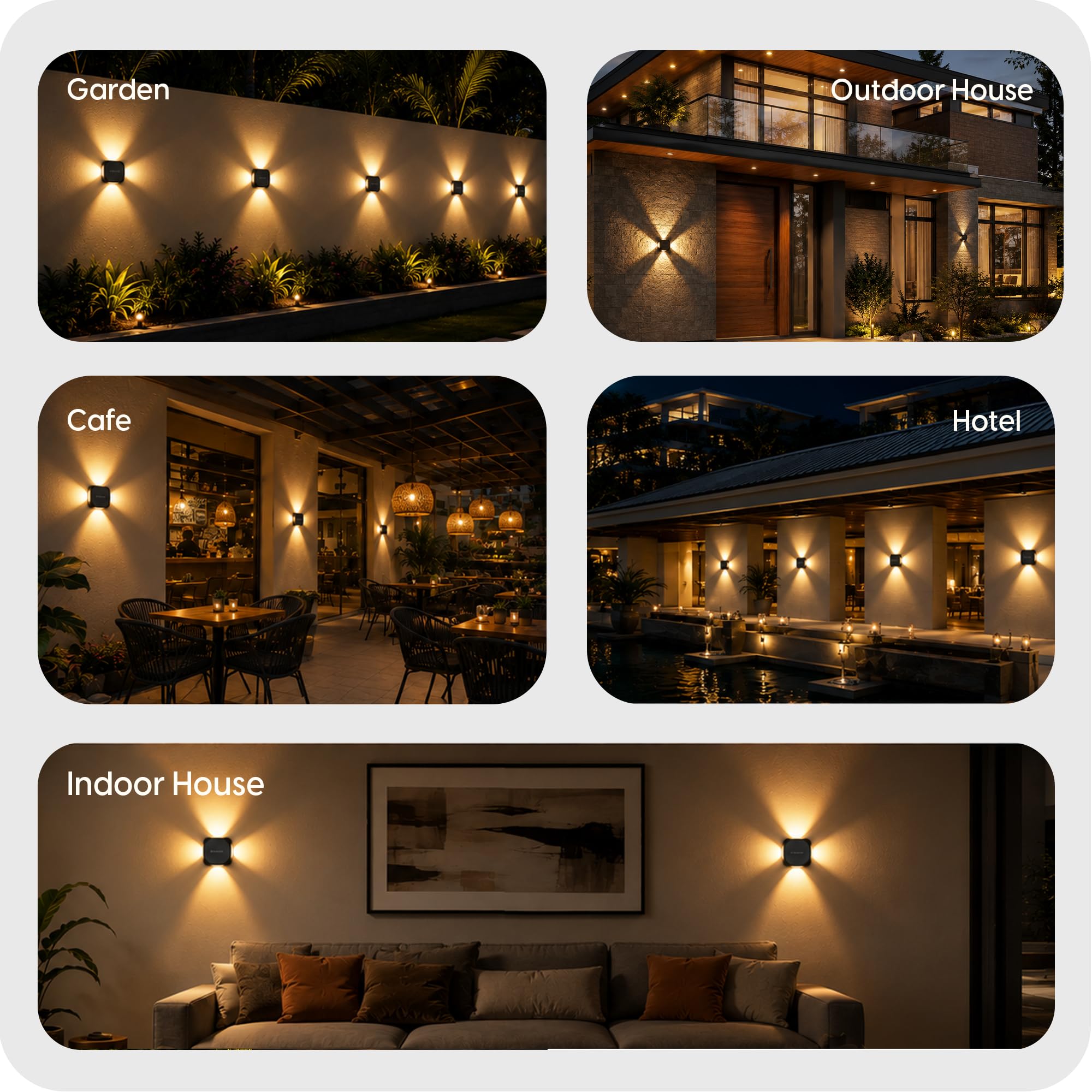 Murphy LED Outdoor Up/Down Wall Light - 6W, Warm White, (4 Multi-Directional Beams), IP65 Waterproof Aluminum Body, Pack of 1 (2-Year Warranty) image 3