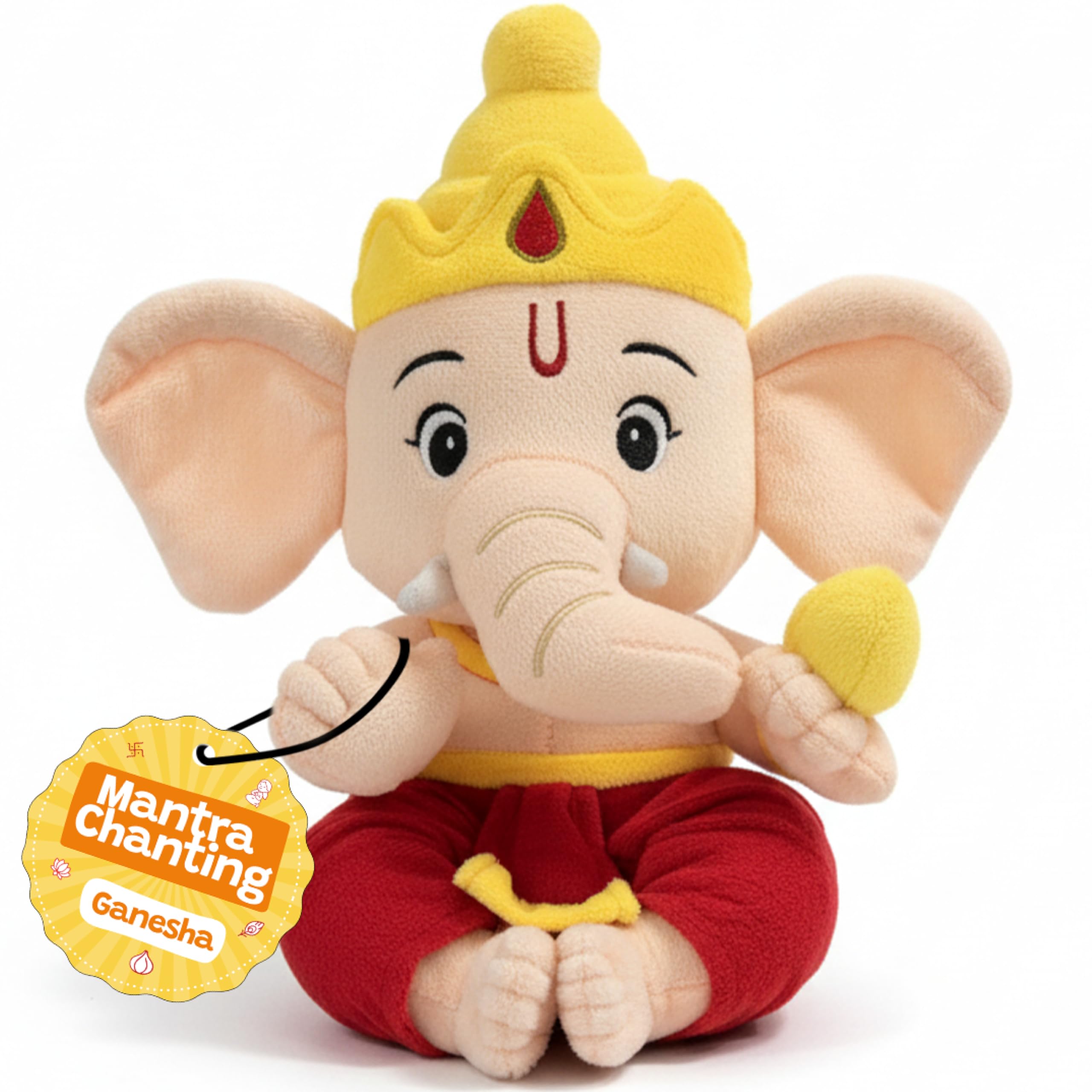 WonderBuddy Divine Mantra Chanting Baby Ganesha with 10 Preloaded Mantras & Aartis, Musical Soft Plush Toy, Best Gift for Infants, Toddlers & Kids (Medium - 25 Cm)