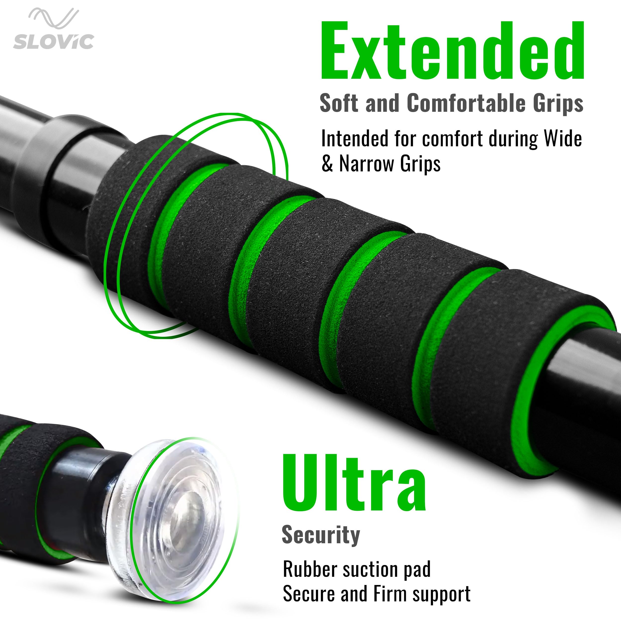 Slovic Pull up Bar for Home Kids [100 KG] | No Screw Pull Up Bar Wall Mounted with Anti-Skid Grip | Pull-ups Bar for Homes Workout | Gym Equipment for Home Workout (Length 62 to 100 CM) image 3