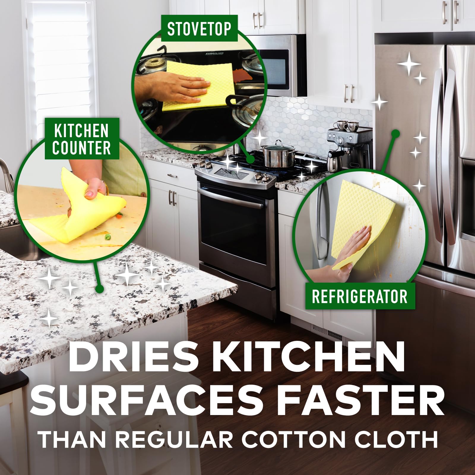 Scotch-Brite Sponge Wipe Resusable Kitchen Cleaning foam Cellulose wood Sponge- Easy to use, Multi- color & Biodegradable (pack of 5) image 5