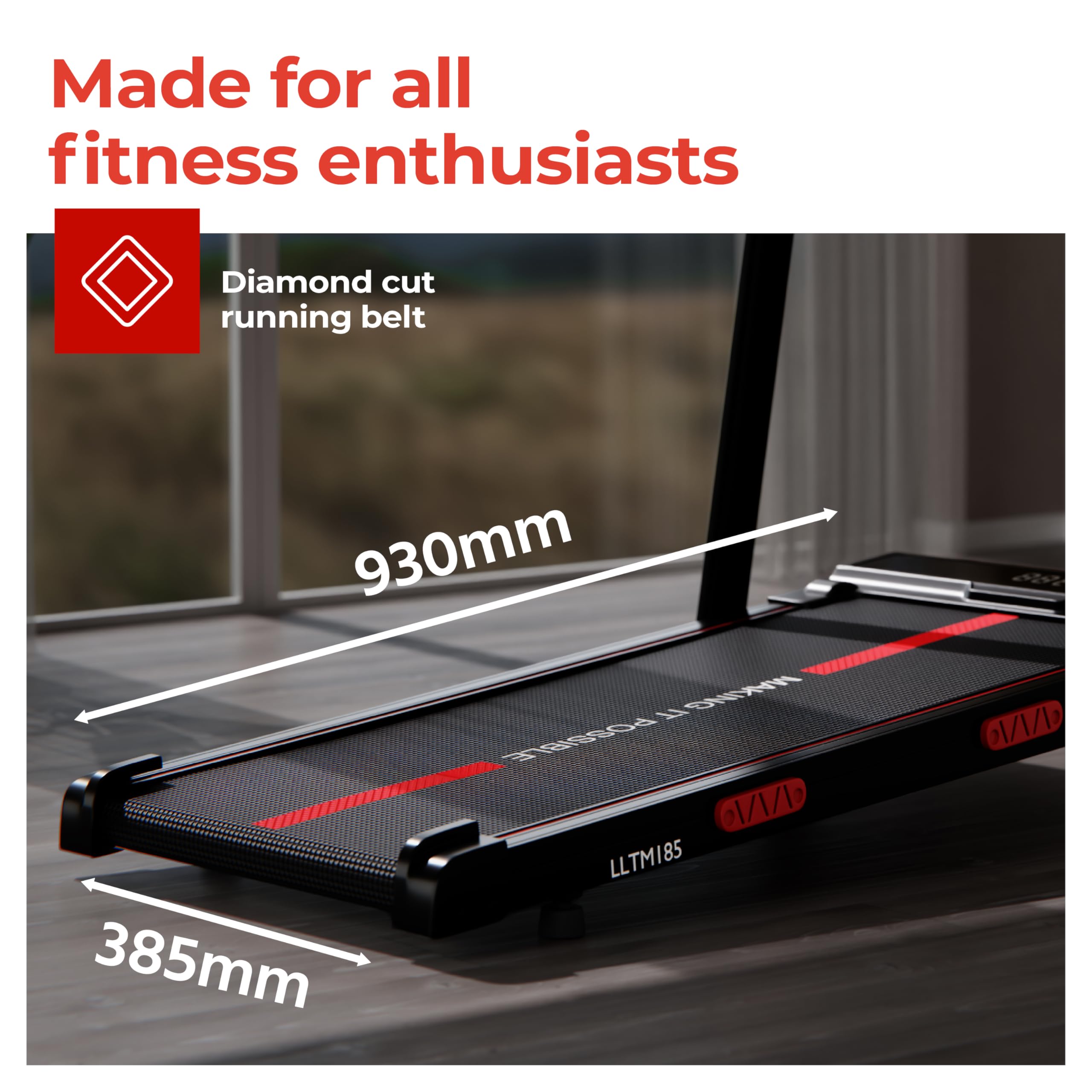 Lifelong Walking Pad Treadmill | 4 HP Motor | Foldable Handle | LED Display & Remote Control | 2-Level Manual Incline | Anti-Slip Belt | Compact Under Desk Running Machine for Home & Office (Black) image 4