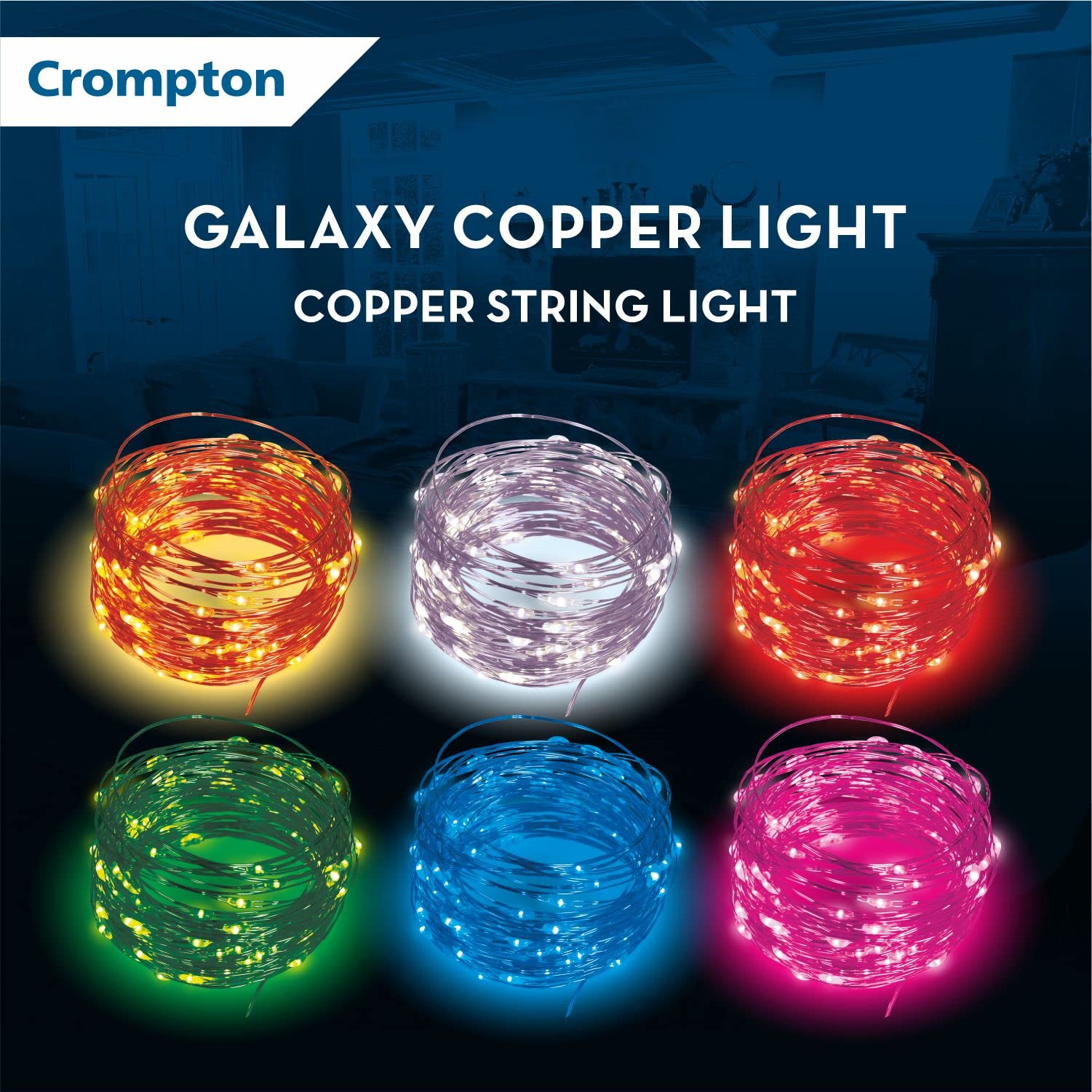Crompton Galaxy Decoration Copper USB Powered String Fairy Lights with 100 Led Light (10 Meters / 32 Feet, Warm White, Pack of 1) image 4