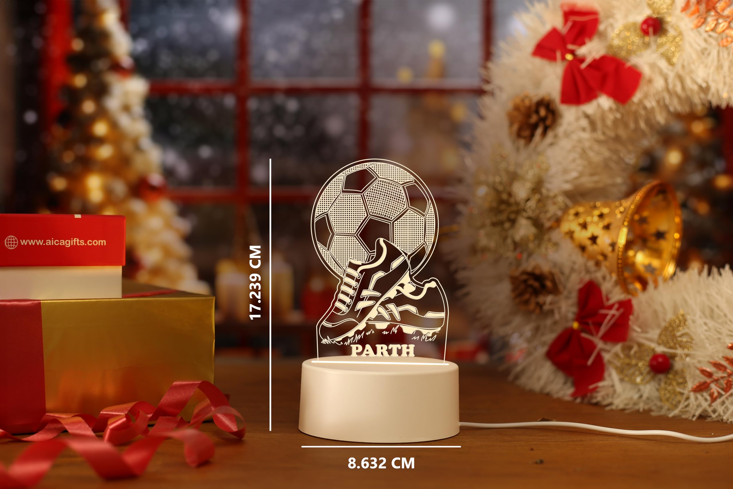 AICA Personalized Name Football LED Lamp | Birthday Gift for Teenage Boys Men Boyfriend Kids (Football with Shoes) image 4