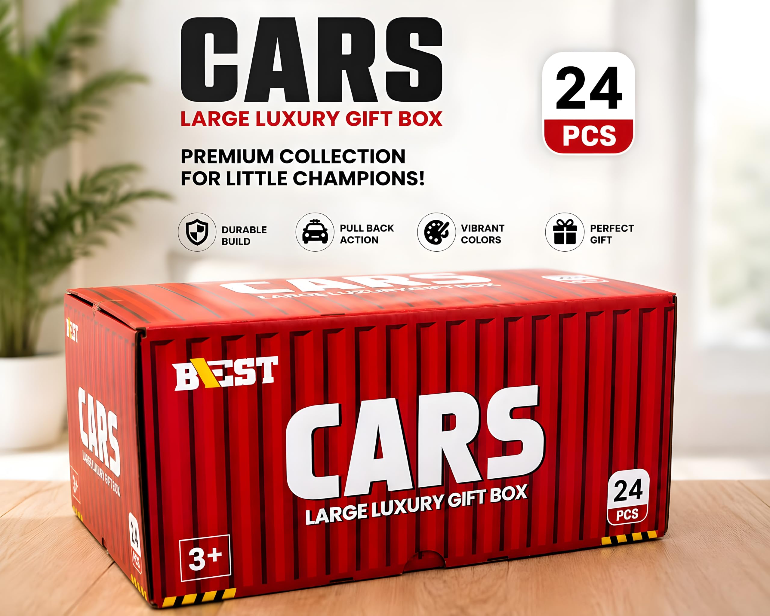 Cable World 24 Pcs Die-Cast Metal Toy Cars for Kids with Car Storage Container & Thick Paper Parking Play Board, Pull Back Racing Cars, Large Luxury Gift Box, Toy Car Set for Kids image 4