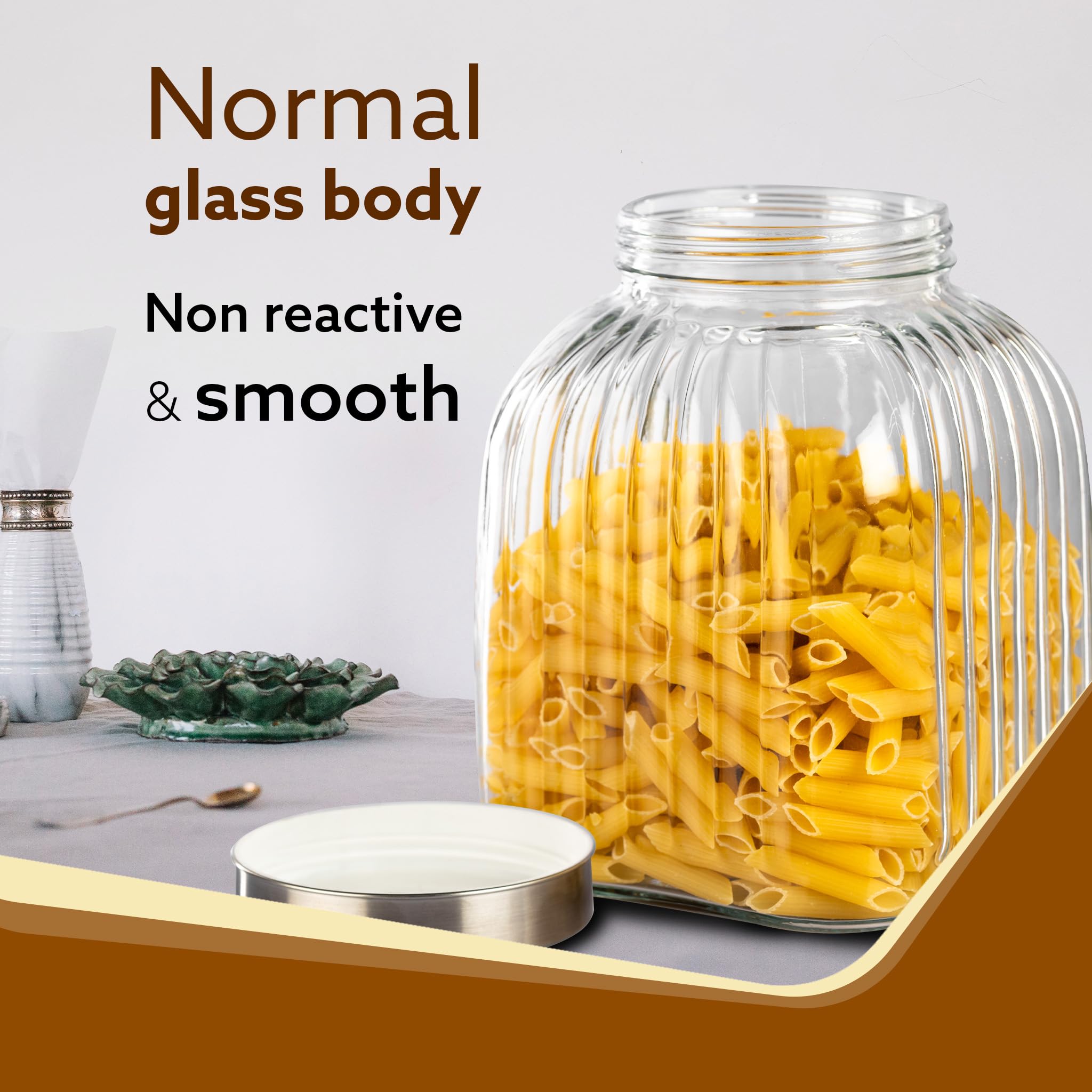 AGARO Elegant Glass Jar 3500 ml, Steel Lid, Storage Glass Container, Transparent, Kitchen Organiser, Multipurpose Jar image 4