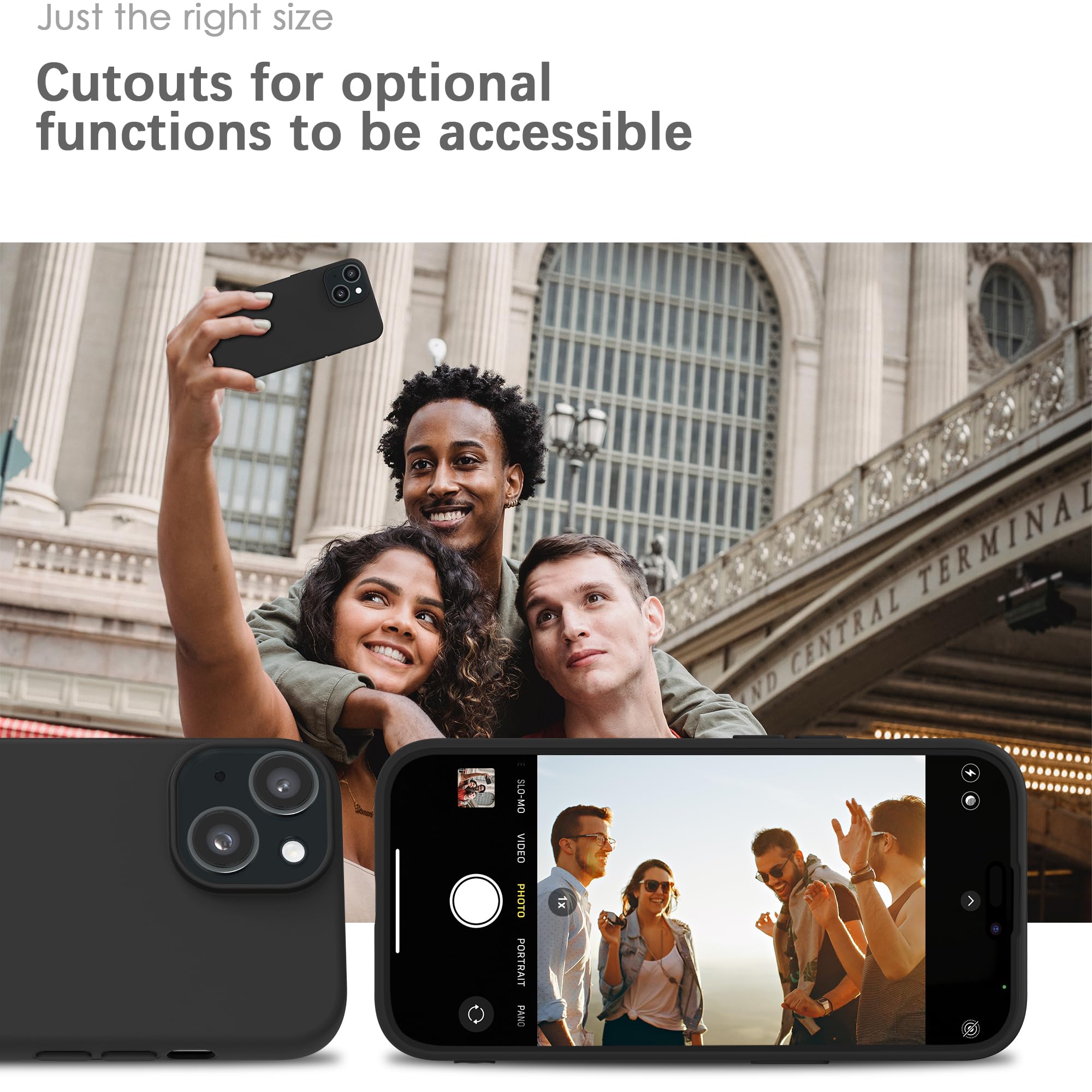 YATWIN Silicone Back Case for iPhone 15, Soft-Touch Phone Back Cover for Apple iPhone 15 - Black image 5