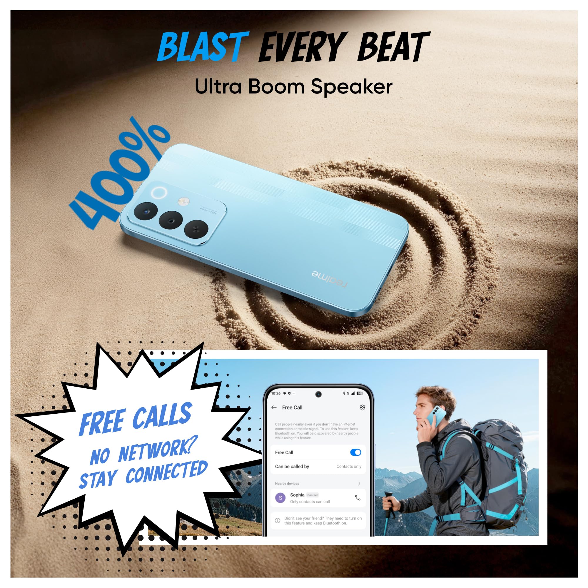 realme NARZO 90x 5G (Flash Blue 2026, 6GB+128GB) | 7000mAh + 60W Biggest Battery & Fastest Charging in the Segment* | 144Hz Bright Display | Sony 50MP AI Rear Camera | 400% Ultra Boom Speaker image 5