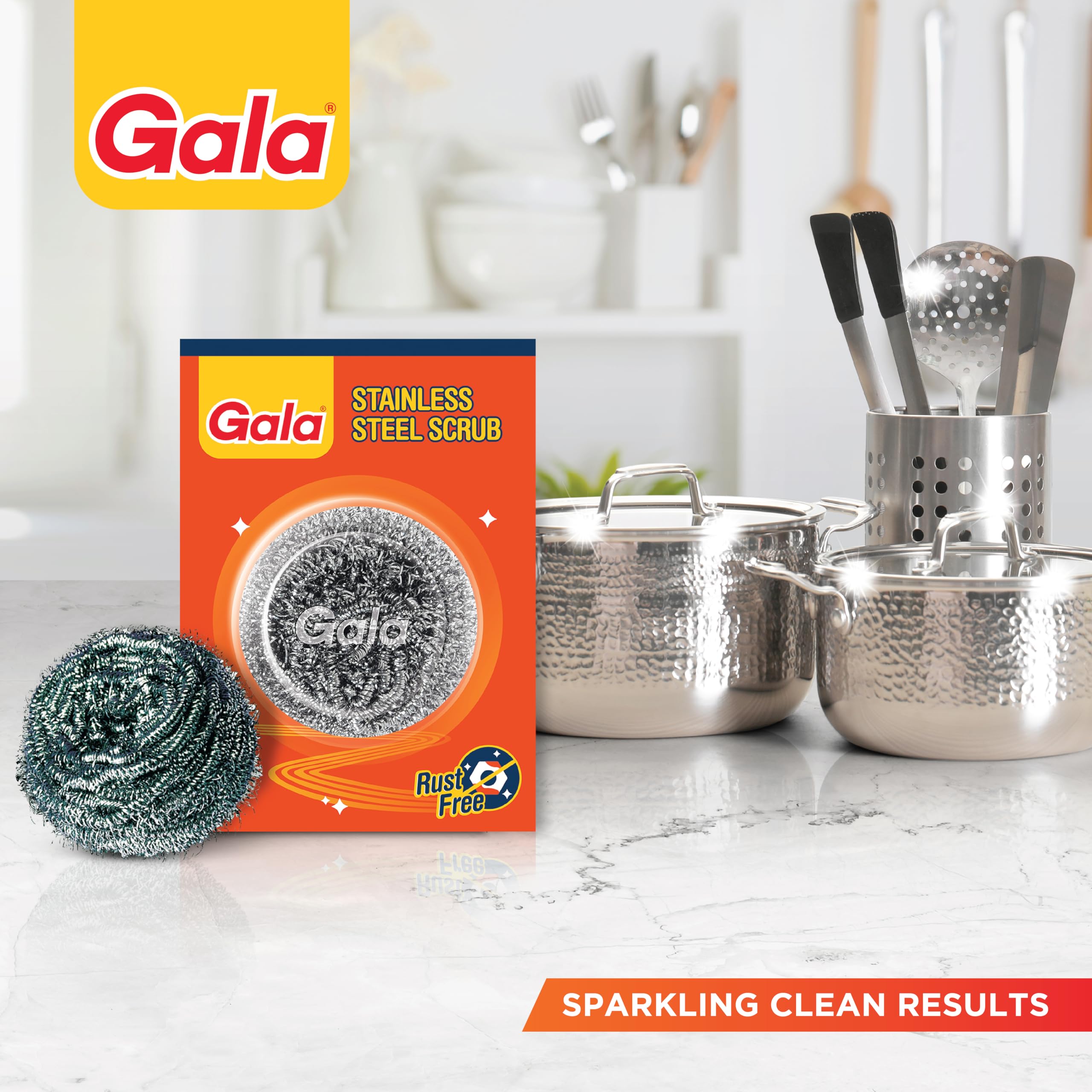 Gala Steel Scrubber Combo Set (Pack of 6), Stainless Steel Scrubber for Utensils, Scrubber for Kitchen image 5