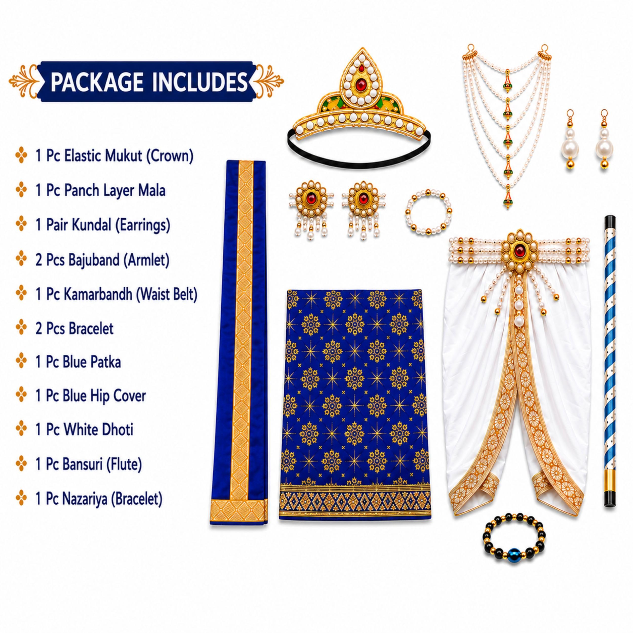 Raj Costume Shri Krishna Dress for Kids, Bal Krishna Costume for Baby Boy and Girl, Janmashtami Fancy Dress Costume, Krishna Dress for Kids image 5