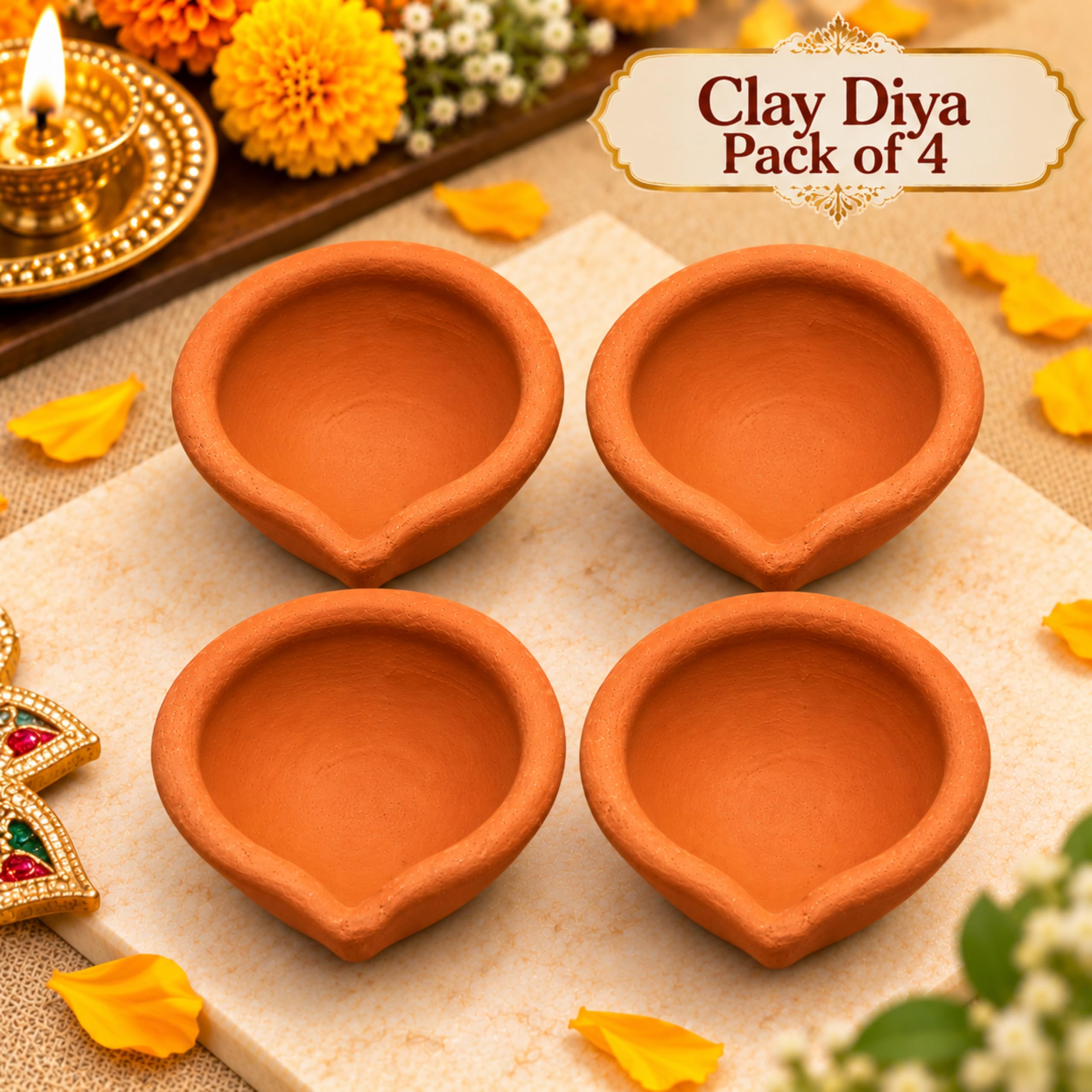 Clay Diya|Traditional Clay Diya|Pack of 4 image 5