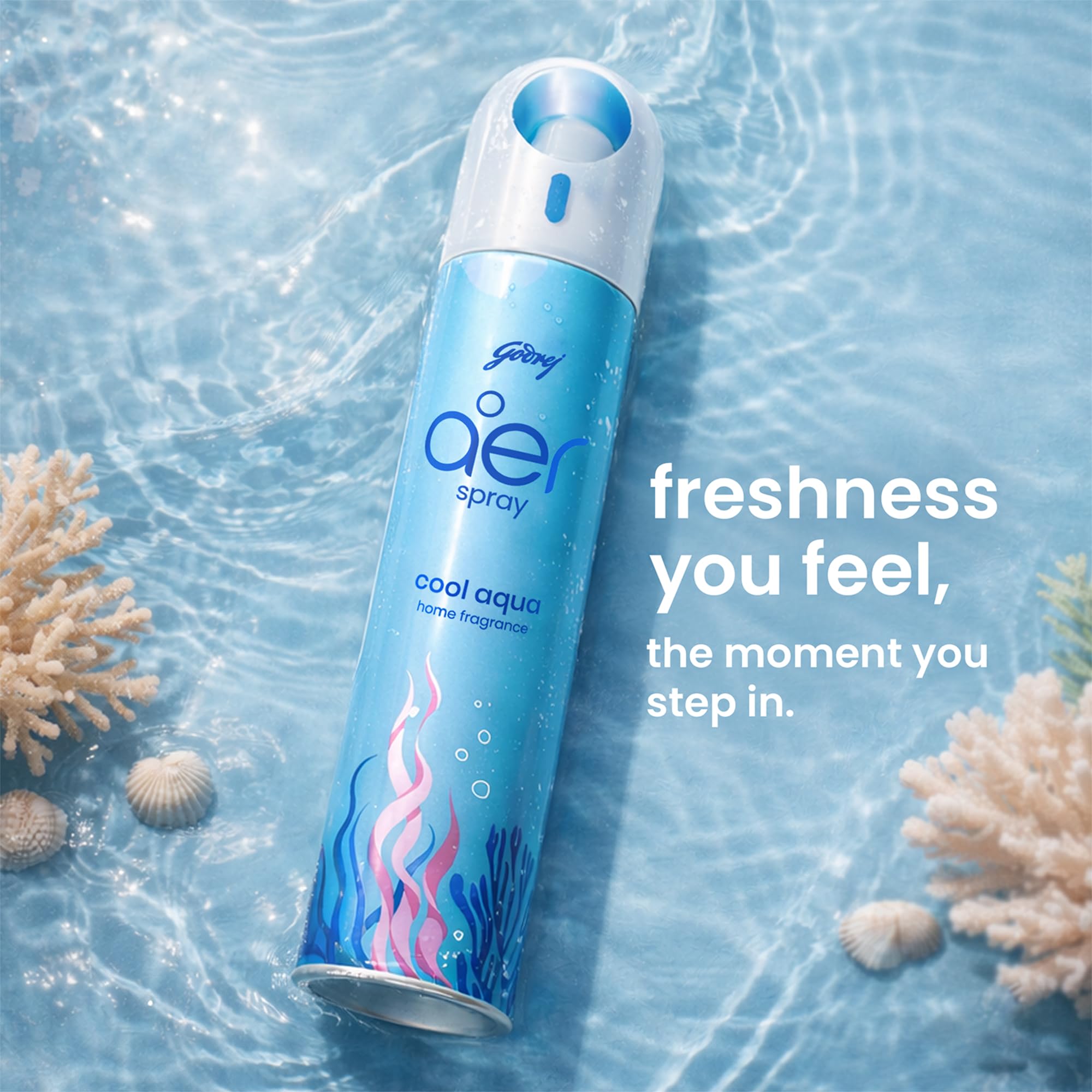 Godrej aer Spray | Room Freshener for Home & Office - Cool Aqua (200 ml) | Long-Lasting Fragrance image 4