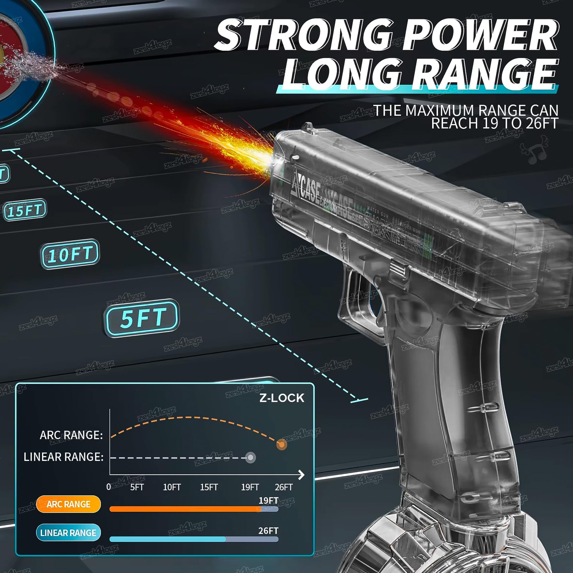 Zest 4 Toyz Holi Pichkari Water Gun for Kids Rechargeable Electric Water Gun Long Range High Pressure Spray Holi Watergun for Boys & Girls - Multicolor image 5