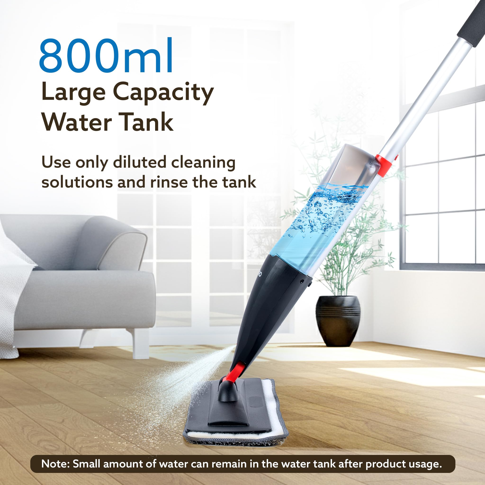 AGARO Delite Spray Mop for Dry and Wet Floor Cleaning with Washable Microfiber Pad - with 800ml Refillable Bottle for Wooden Floor, Hardwood, Marble, Laminate, Ceramic Tiles, and for Dust Cleaning image 4