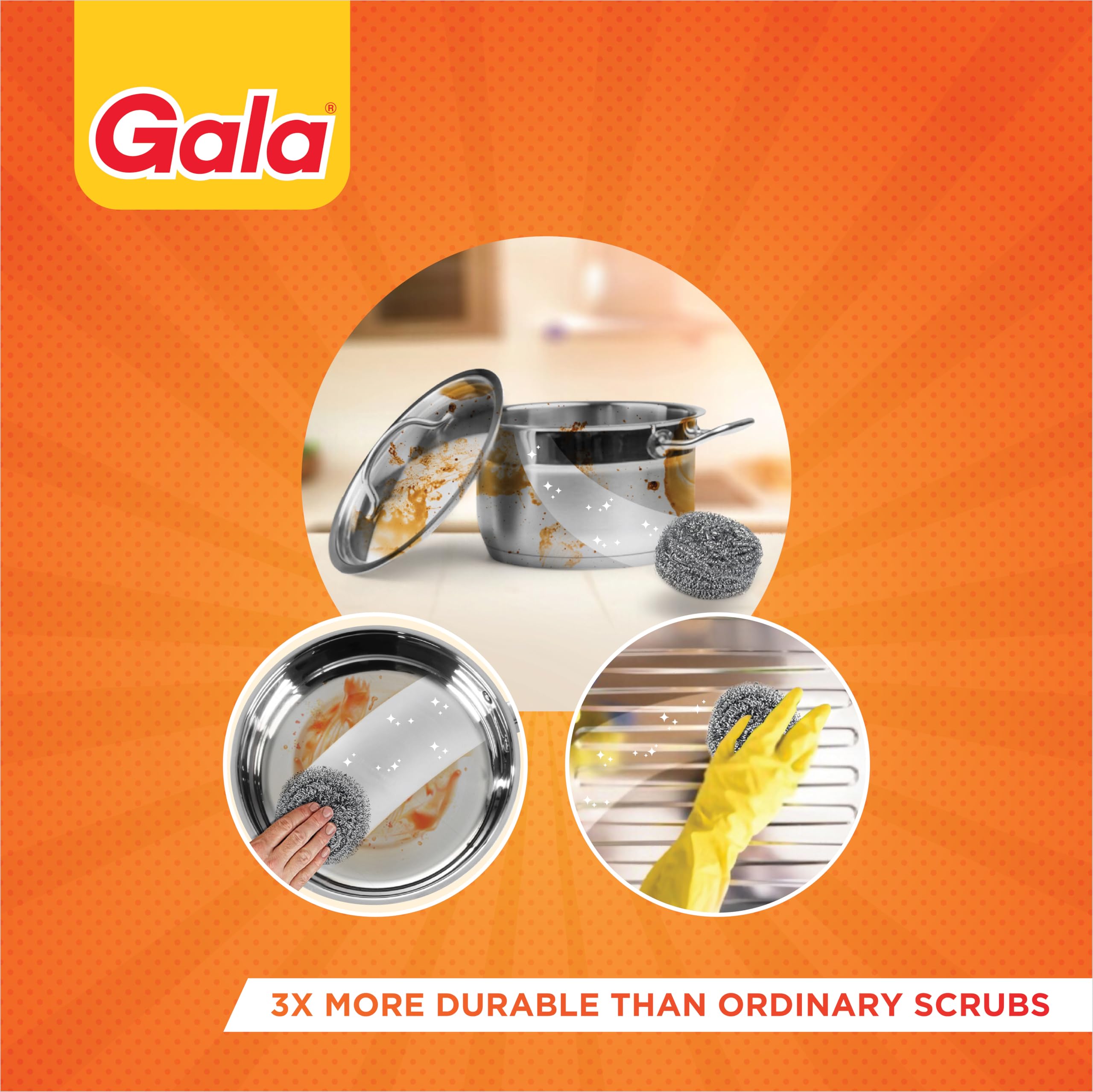 Gala Steel Scrubber Combo Set (Pack of 6), Stainless Steel Scrubber for Utensils, Scrubber for Kitchen image 4