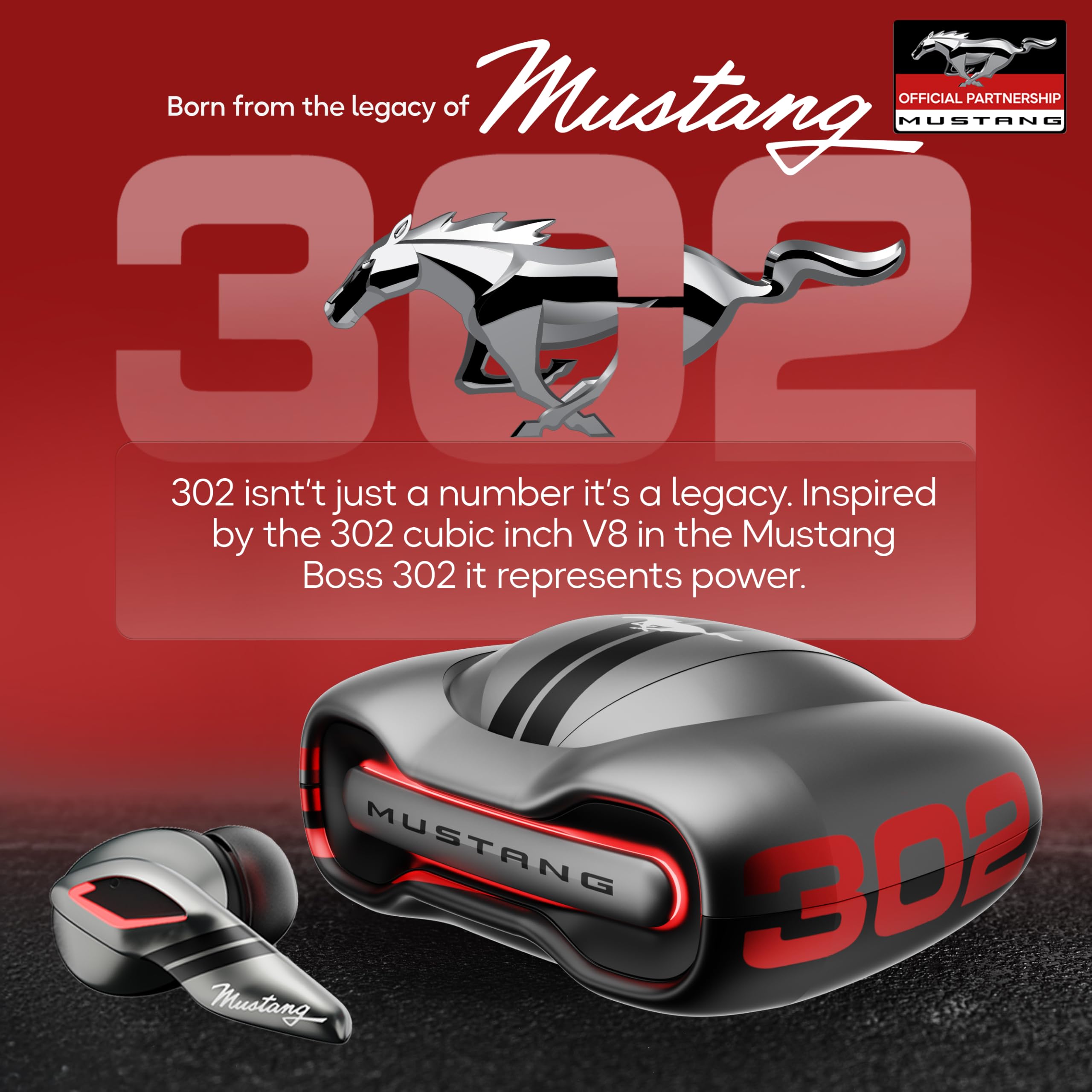 GOBOULT x Mustang Torq Wireless in Ear Earbuds with 60H Playtime, App Support, Quad Mic ENC, 45ms Low Latency, 13mm Driver, Breathing LEDs, Made in India Ear Buds Wireless (Silver) image 4