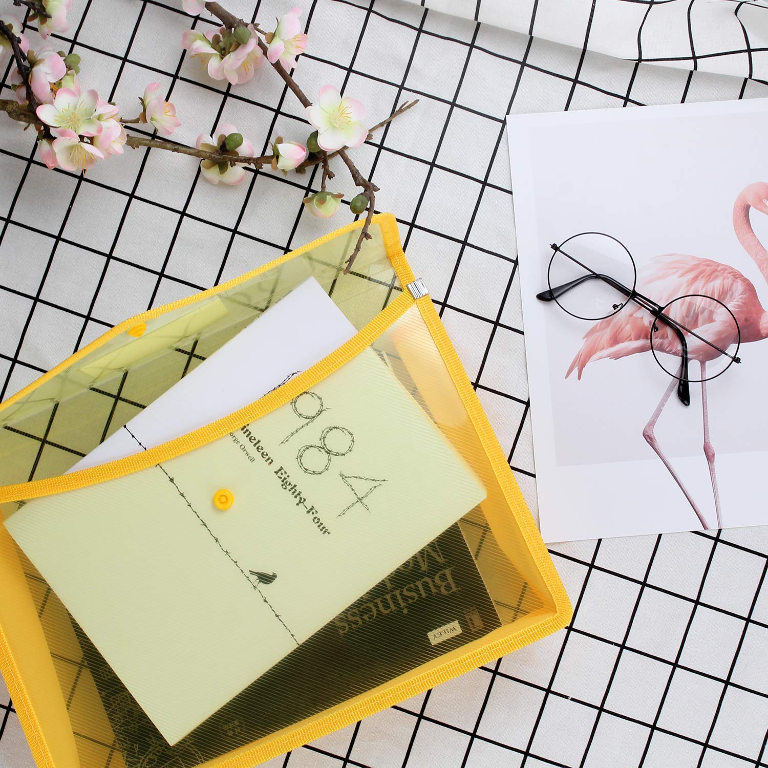 SPS File Folder, Transparent Poly-Plastic A4/Foolscap Documents File Storage Bag with Snap Button Set of 5/ Certificate File Folder image 4