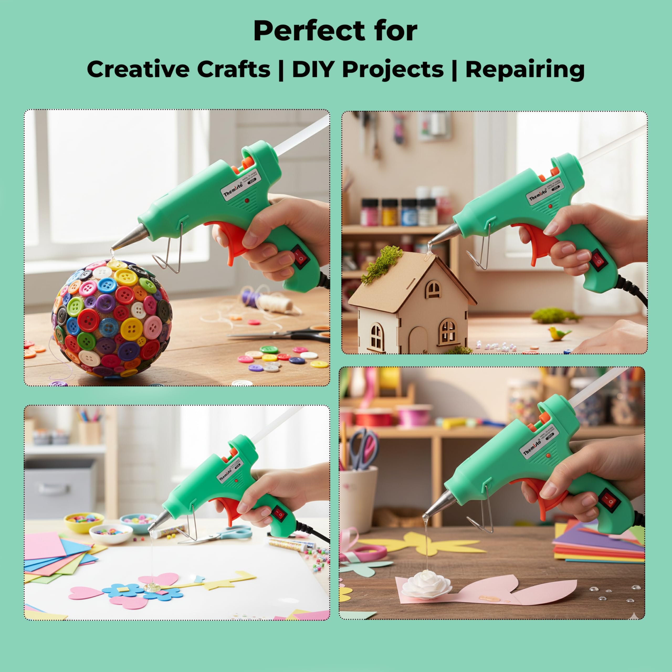 THEMISTO 20 Watt Mini Hot Melt Glue Gun with 10 Glue Sticks for DIY Art and Crafts… image 4