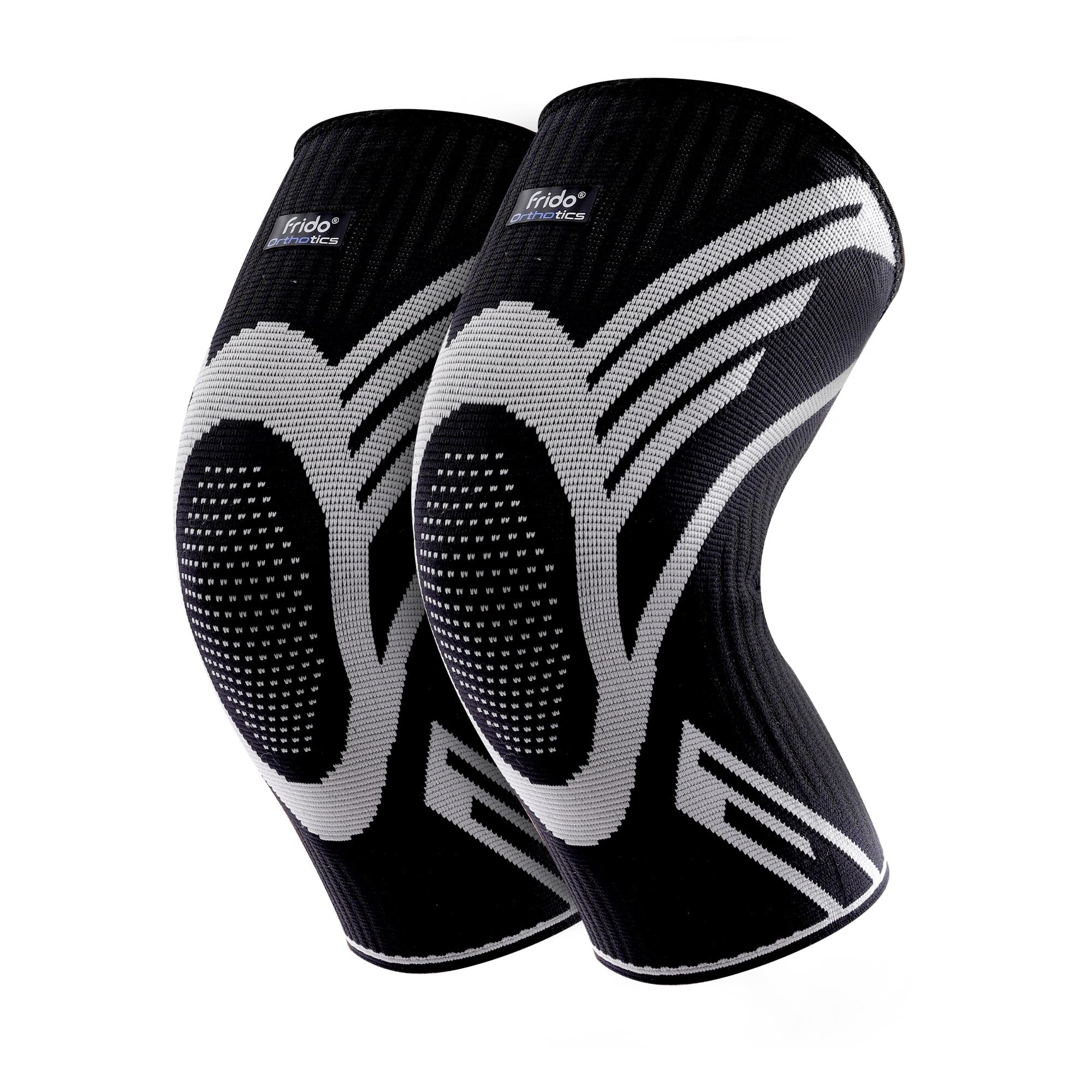 Frido Active Knee Cap Support for Men & Women | Active Compression for Pain Relief & Joint Support | Knee Sleeve for Gym, Running, Jogging, Sports & Workout | Anti-Sweat Knee Brace (1 Pair) Black, Medium