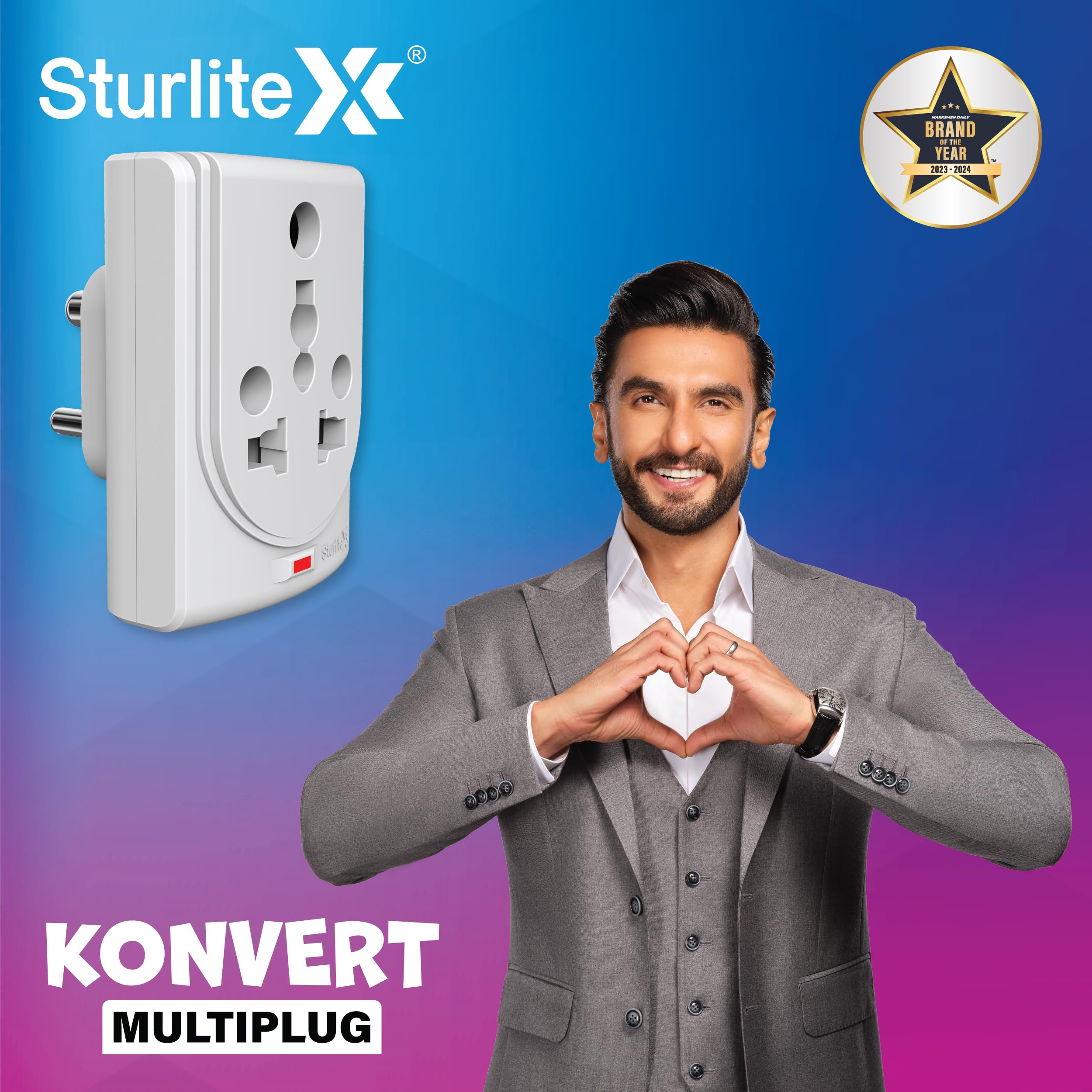 Sturlite Konvert Multiplug| 6-16 Amp| 2-Pin & 3-Pin Socket| Universal AC Travel Adapter| Premium Polycarbonate Body Socket| Compact Converter Plug for Travel, Home & Office Use - Pack of 1 image 2