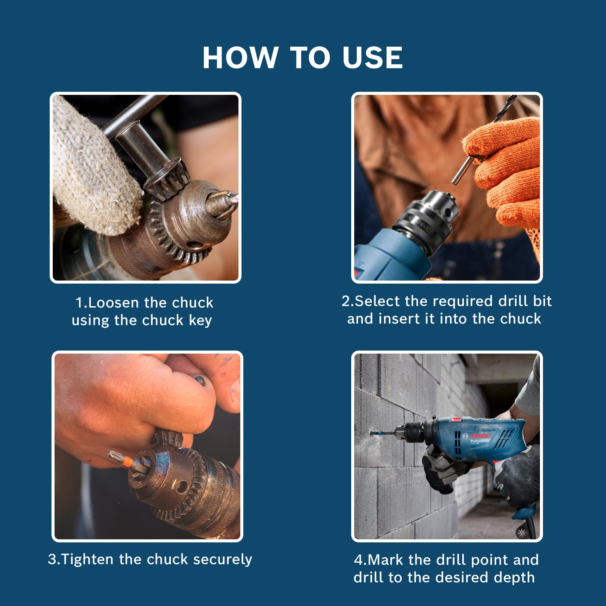 BOSCH GSB 600 Corded Electric Impact Drill, 100Pcs Accessory Set | 600 W Motor | Speed of 3000 RPM | Rated Torque of 1.4 Nm | Impact rate of 48000 BPM | Double Insulation | 1 Year Warranty image 5