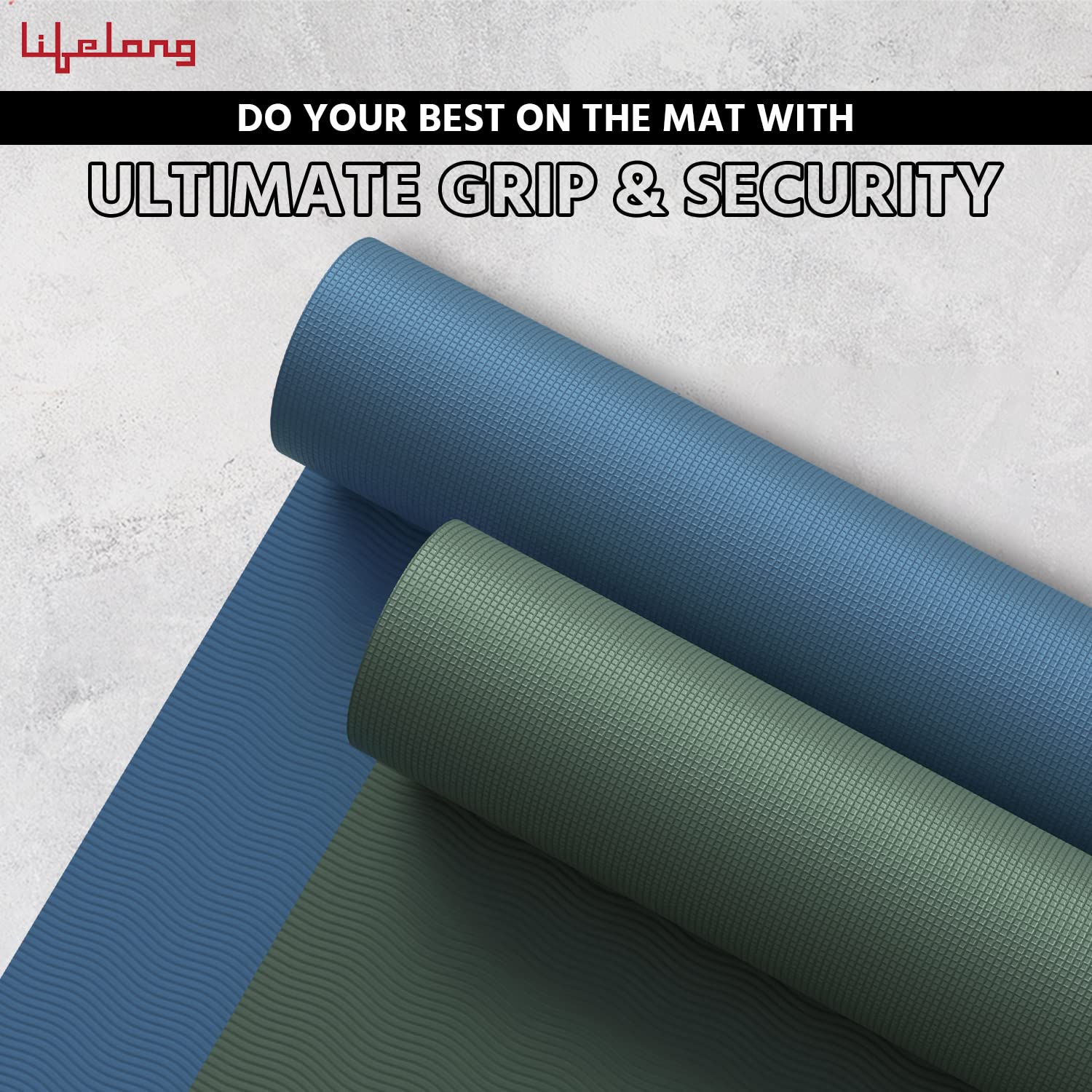 Lifelong LLYM71 Yoga mat for Women & Men EVA Material 4mm Anti-Slip Mat for Workout|Exercise Mat For Home Gym | Yoga Mat-For Gym-Workout and Yoga Exercise I Green image 4