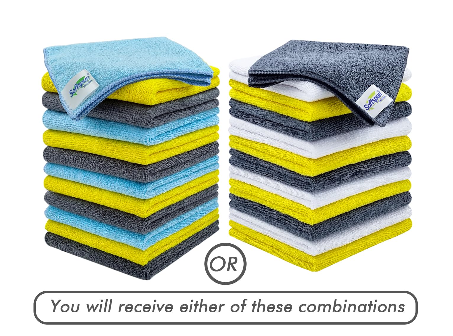 SOFTSPUN Microfiber Cleaning Cloths, 12pcs 30x30cms 220 GSM Multi-Colour! Highly Absorbent Lint and Streak Free Multi -Purpose Wash Cloth for Kitchen Window Stainless Steel Silverware. image 2