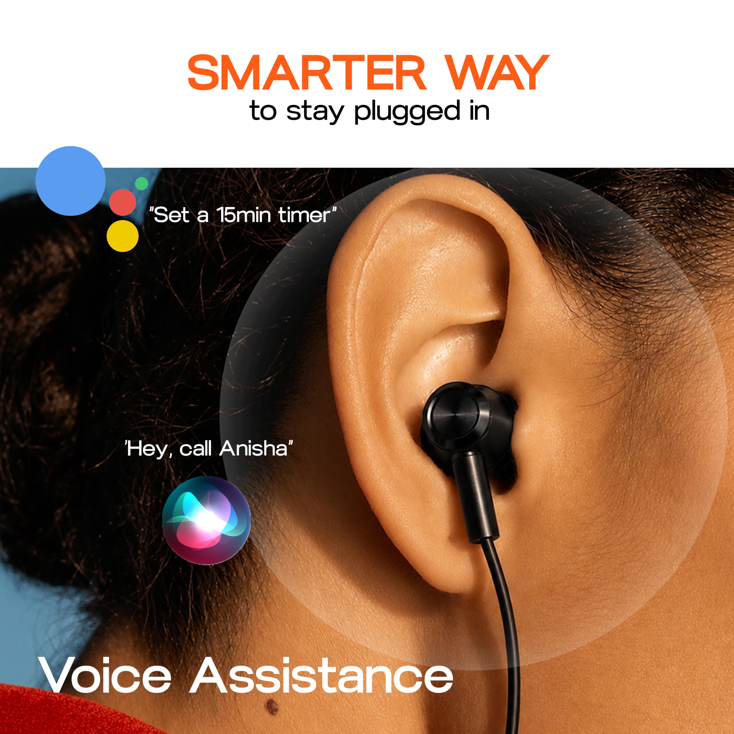 GOBOULT WiredX 500 Earphones with Type-C Input, 13mm Bass Drivers, Inline Controls, IPX5, Earphones Wired Headphones with mic image 4
