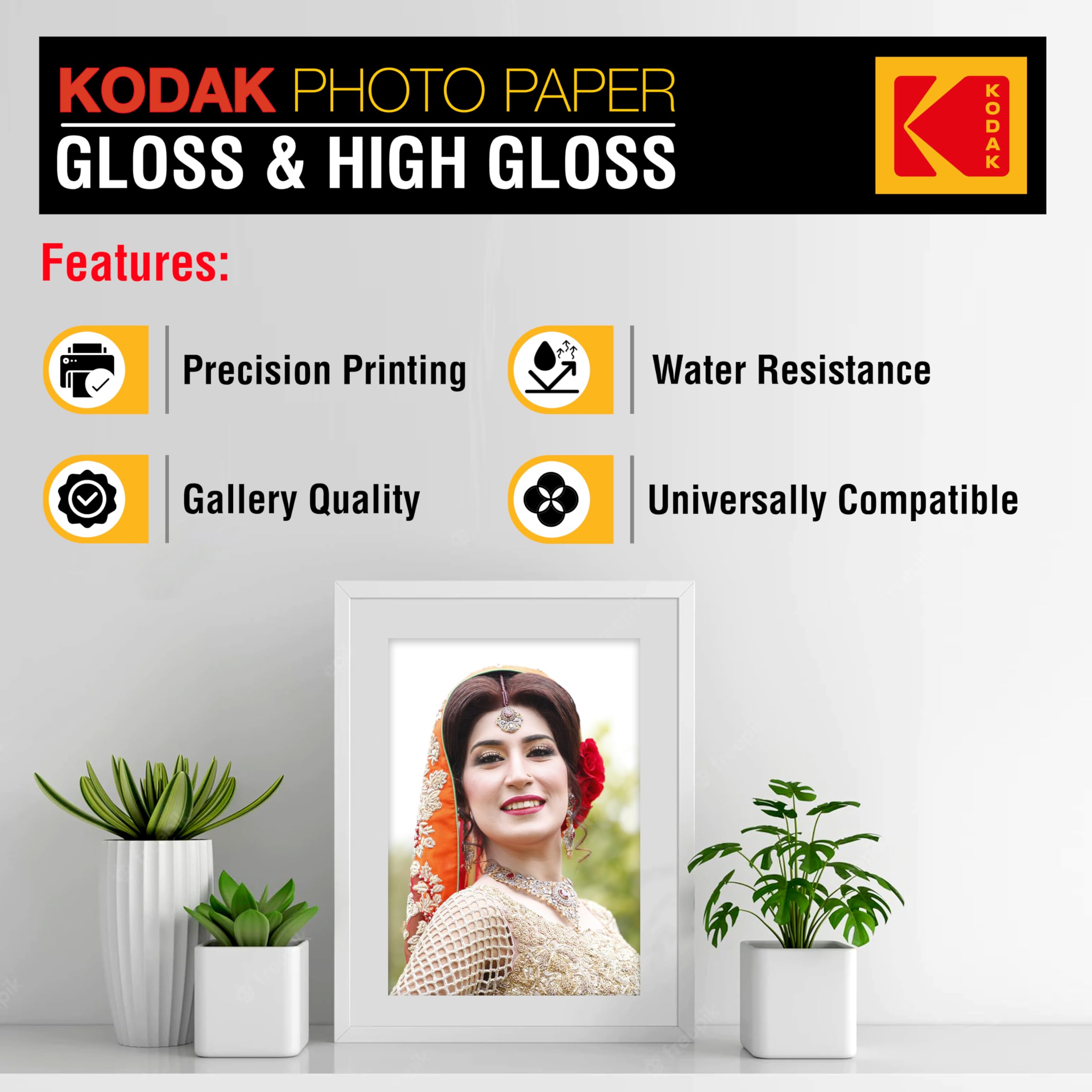 Kodak 200 GSM A4 Glossy Photo Paper Water Resistant, Pack of 20 sheets, Compatible with all Inkjet Printers image 4