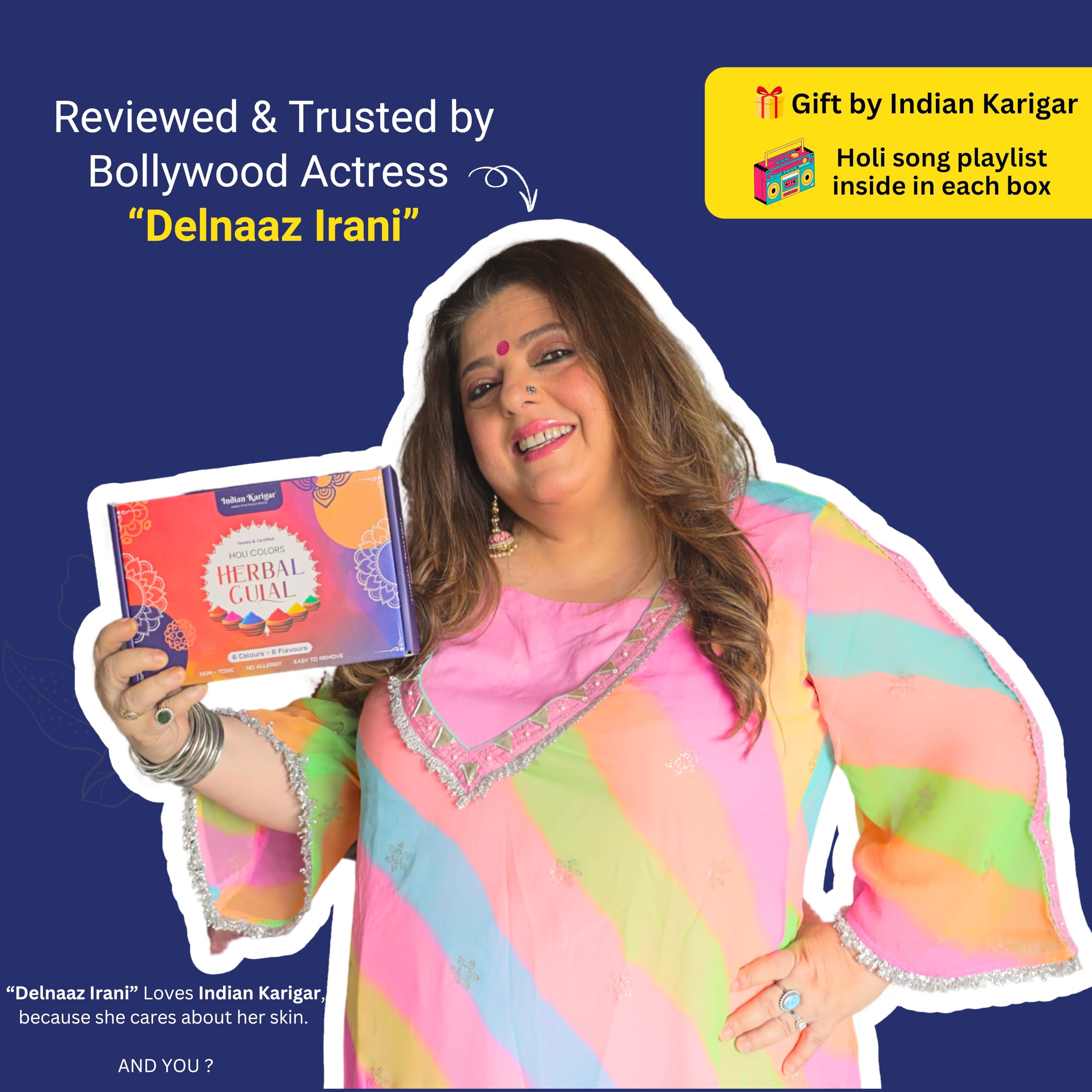 Starch Holi Gulal for Holi Colour 480g 6 Flavor × 80g Herbal Gulal Organic Holi Colours for Family Non Toxic Holi Color Organic Skin Safe Holi Colors Holi Gifts Pack of 6 Multicolor image 2