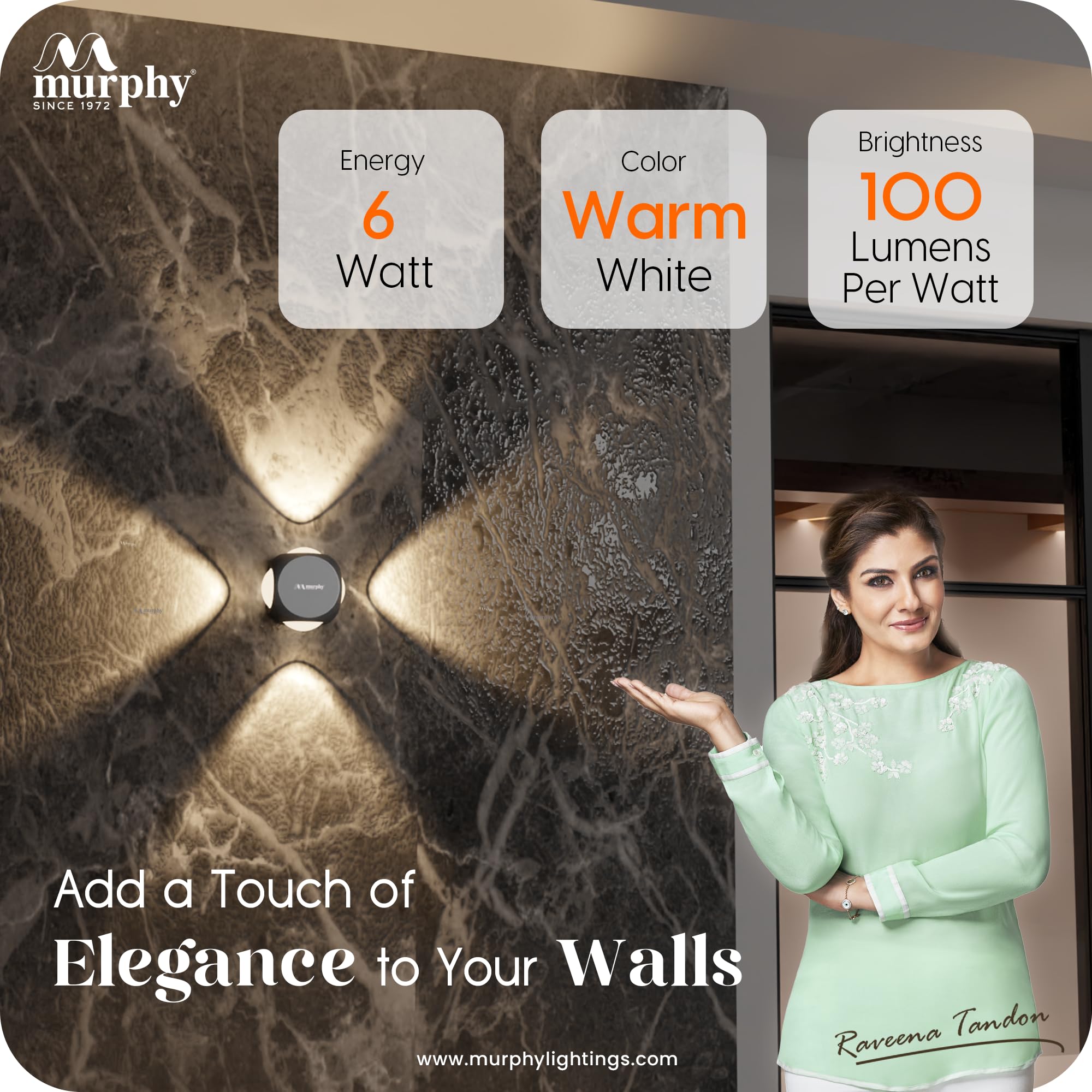 Murphy LED Outdoor Up/Down Wall Light - 6W, Warm White, (4 Multi-Directional Beams), IP65 Waterproof Aluminum Body, Pack of 1 (2-Year Warranty) image 5