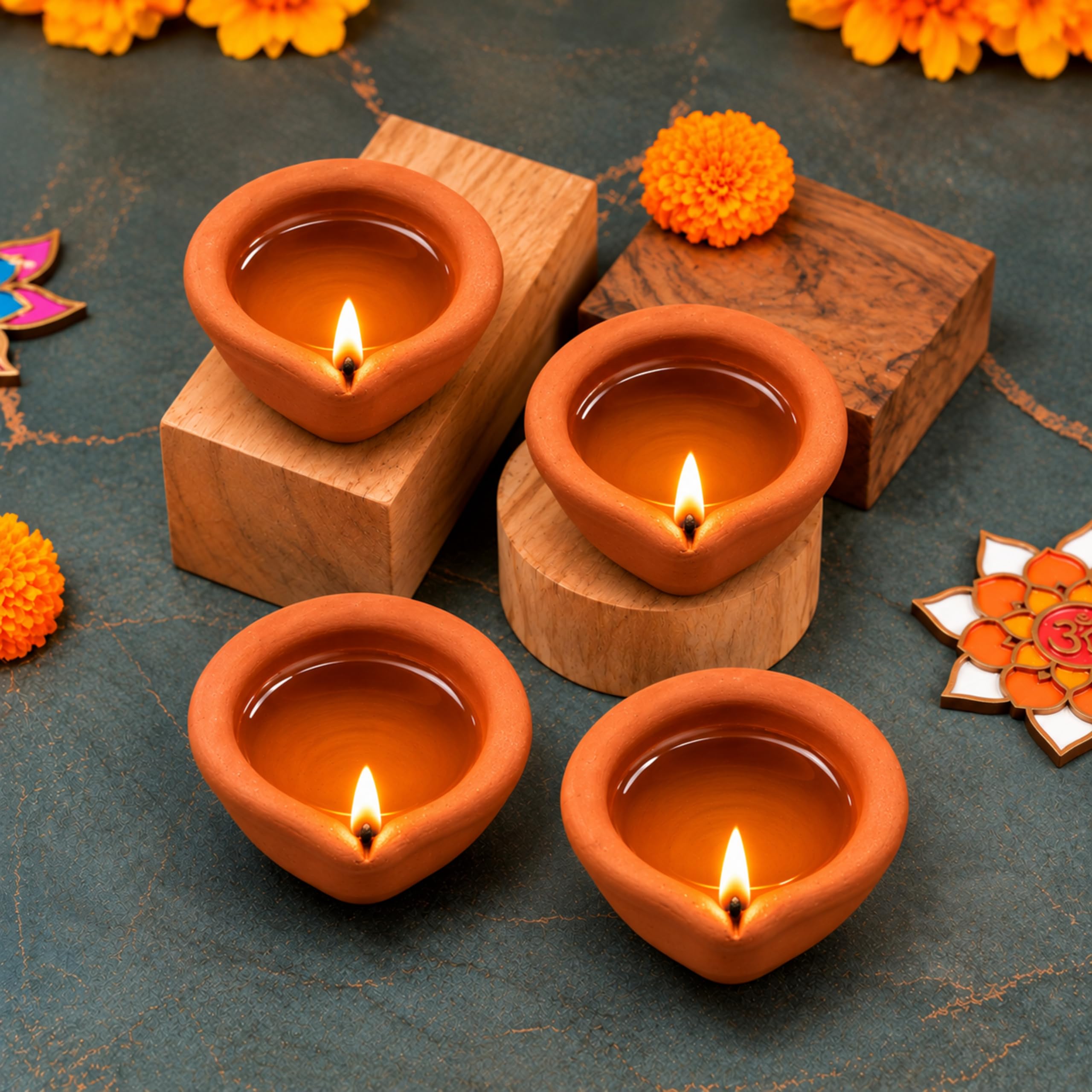 Clay Diya|Traditional Clay Diya|Pack of 4 image 4