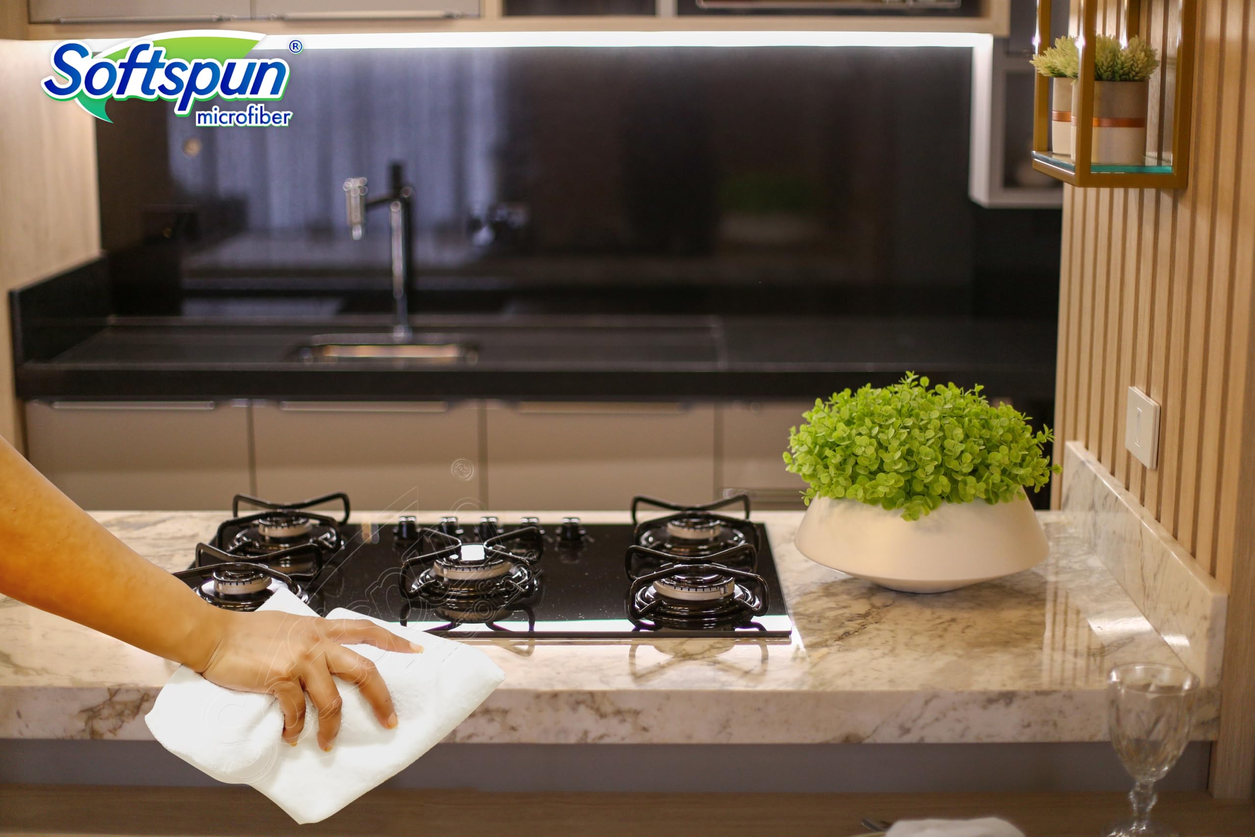 SOFTSPUN Microfiber Cleaning Cloths, 12pcs 30x30cms 220 GSM Multi-Colour! Highly Absorbent Lint and Streak Free Multi -Purpose Wash Cloth for Kitchen Window Stainless Steel Silverware. image 5