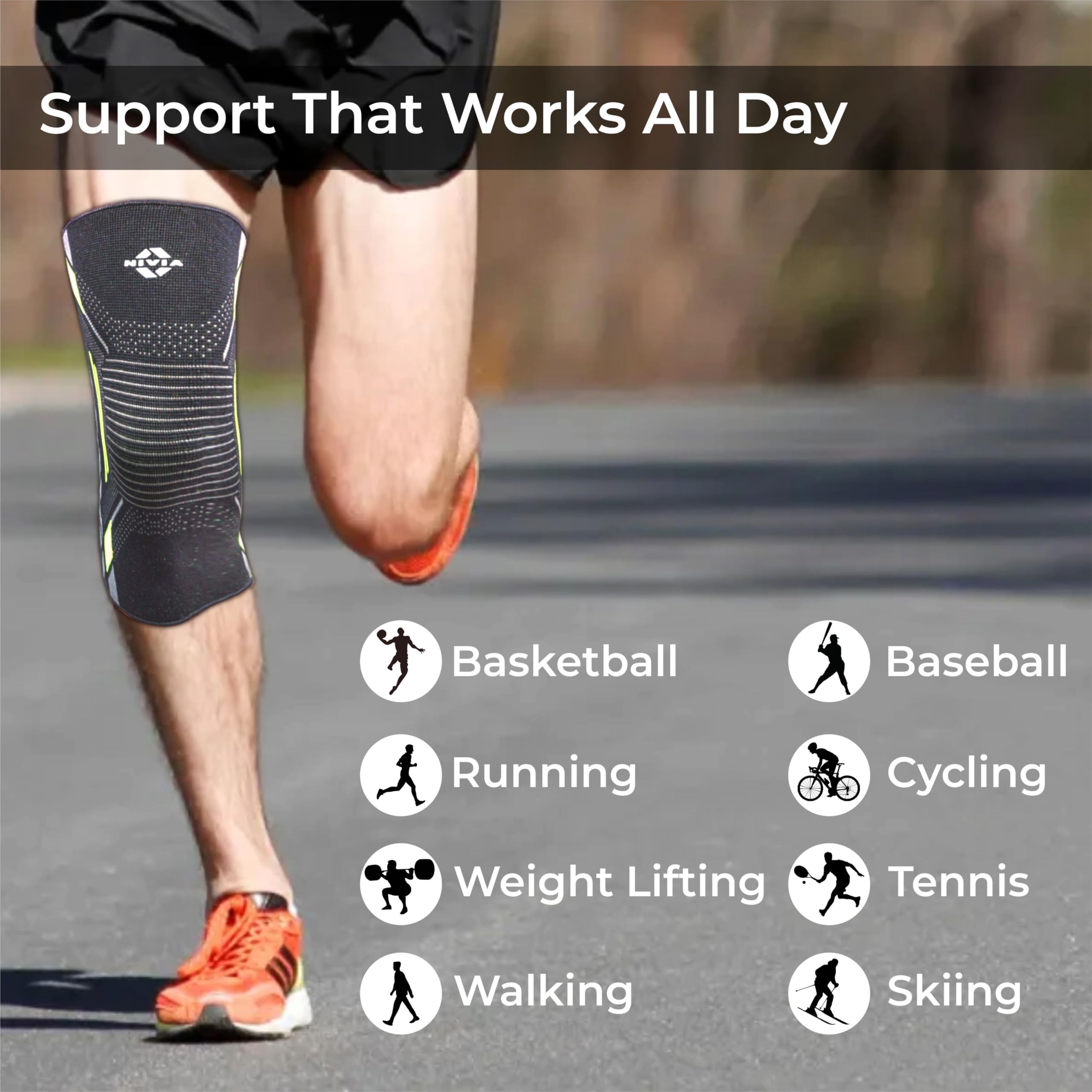 Nivia Knitted Knee Support, for Men, for Gym, Knee Sleeves, Knee Braces Pair for Sports & Workout, Knee Cap, Knee Compression Knee Supporter for Exercise, Running, Cycling image 4