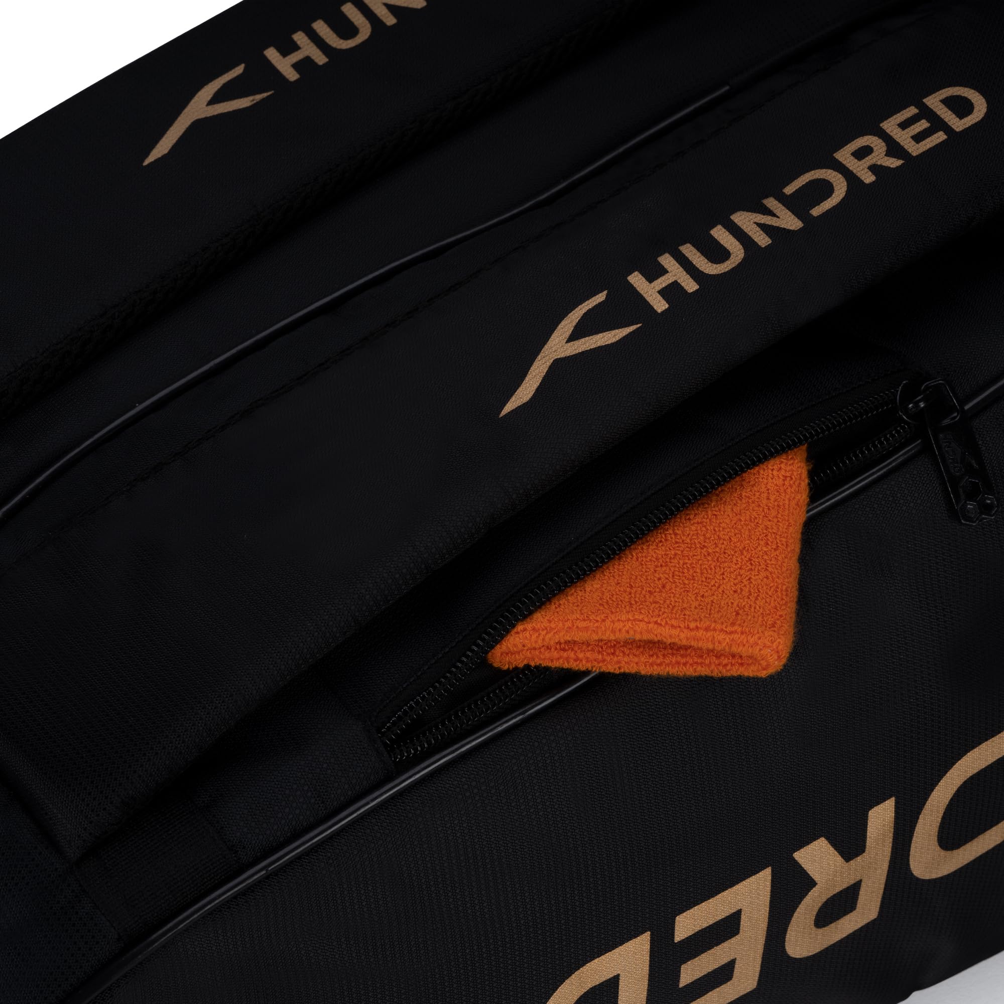 Hundred Cosmogear Badminton Kit-Bag (Black)|Double Zipper|Bag with Front Zipper Pocket, Polyester image 5