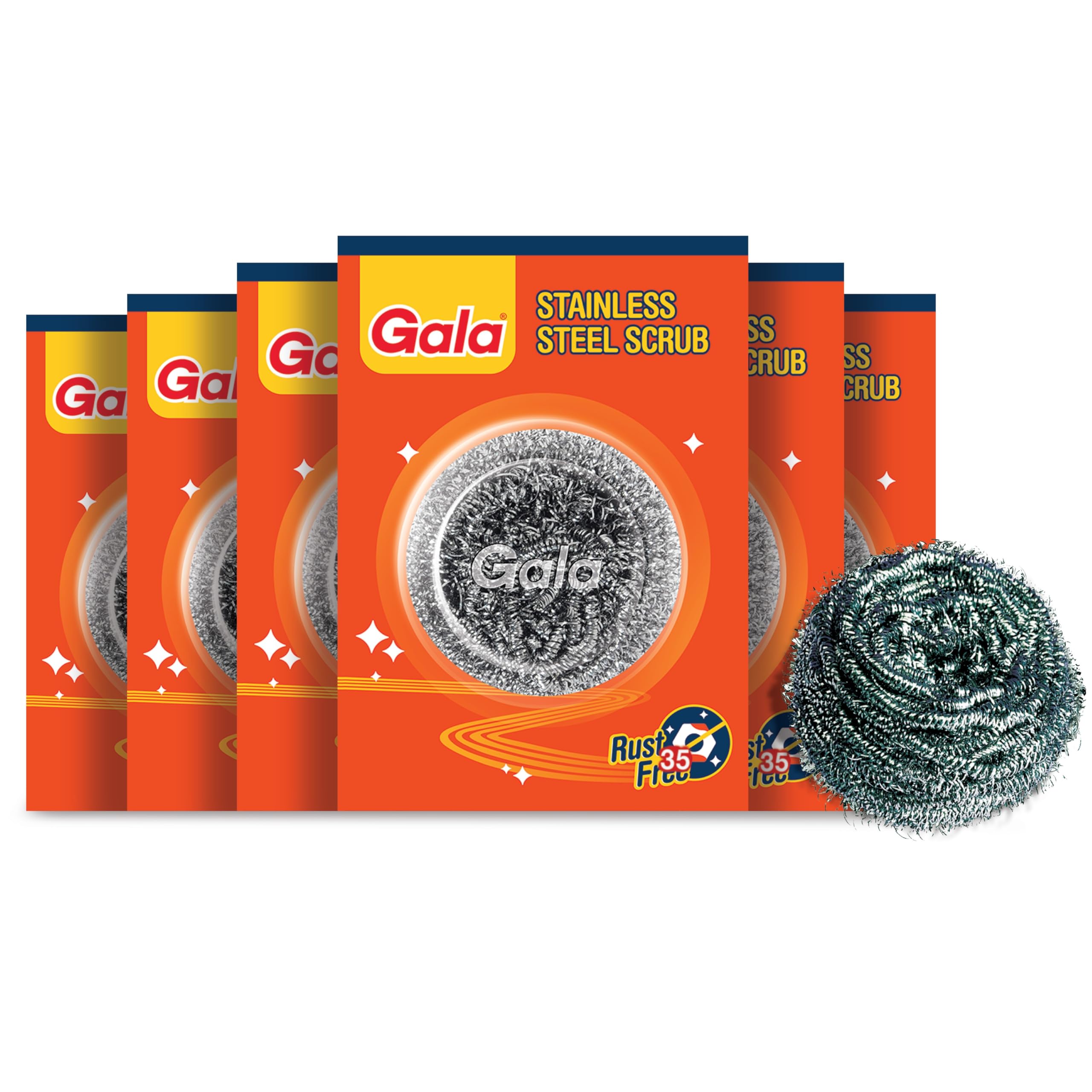 Gala Steel Scrubber Combo Set (Pack of 6), Stainless Steel Scrubber for Utensils, Scrubber for Kitchen