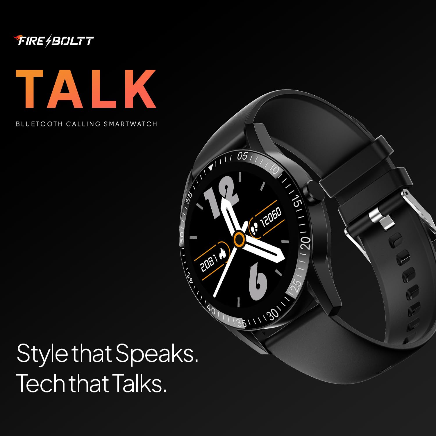 Fire-Boltt Talk Round Smart Watch 1.39″ TFT Display with Bluetooth Calling, Dual Button, Voice Assistance, SPO₂ & Heart Rate Monitor, 120+ Sports Modes, Smartwatch for Men & Women - Black image 2