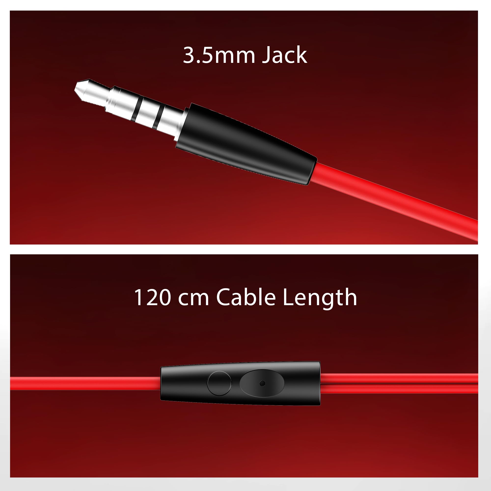boAt Bassheads 211 Wired Earphones with 10mm Drivers, Signature Sound, in-Line Microphone, 3.5mm Jack, Voice Assistant & 120cm Cables (Raging Black) image 5