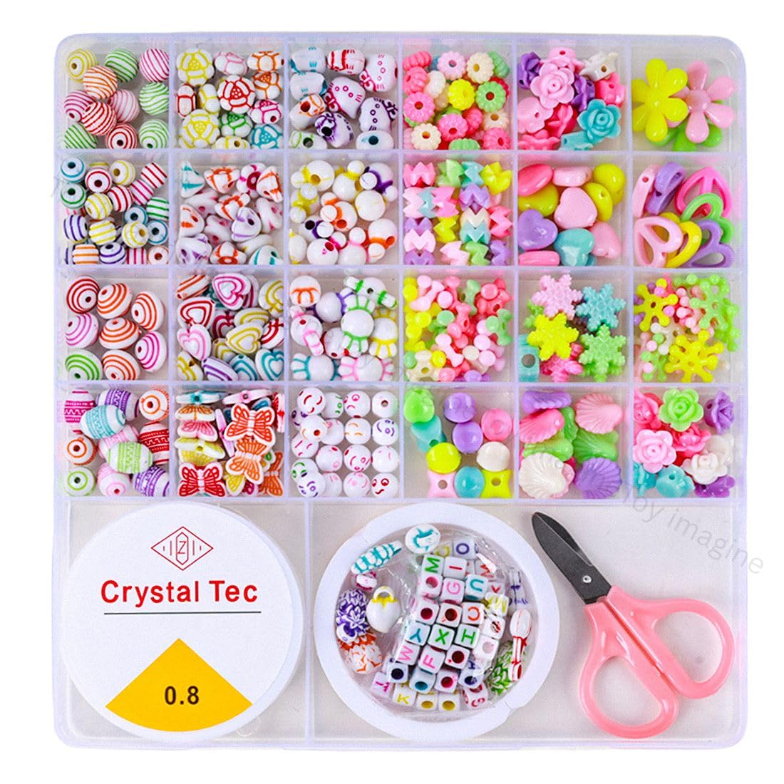 Toy Imagine DIY Bracelet Making Kit for Girls – Beads Kit & Jewelry Craft Set with Charms, Scissors & Elastic String – Beads for Bracelet Making – Gifts for Girls Age 8-10 – Toys for 7-14 Years