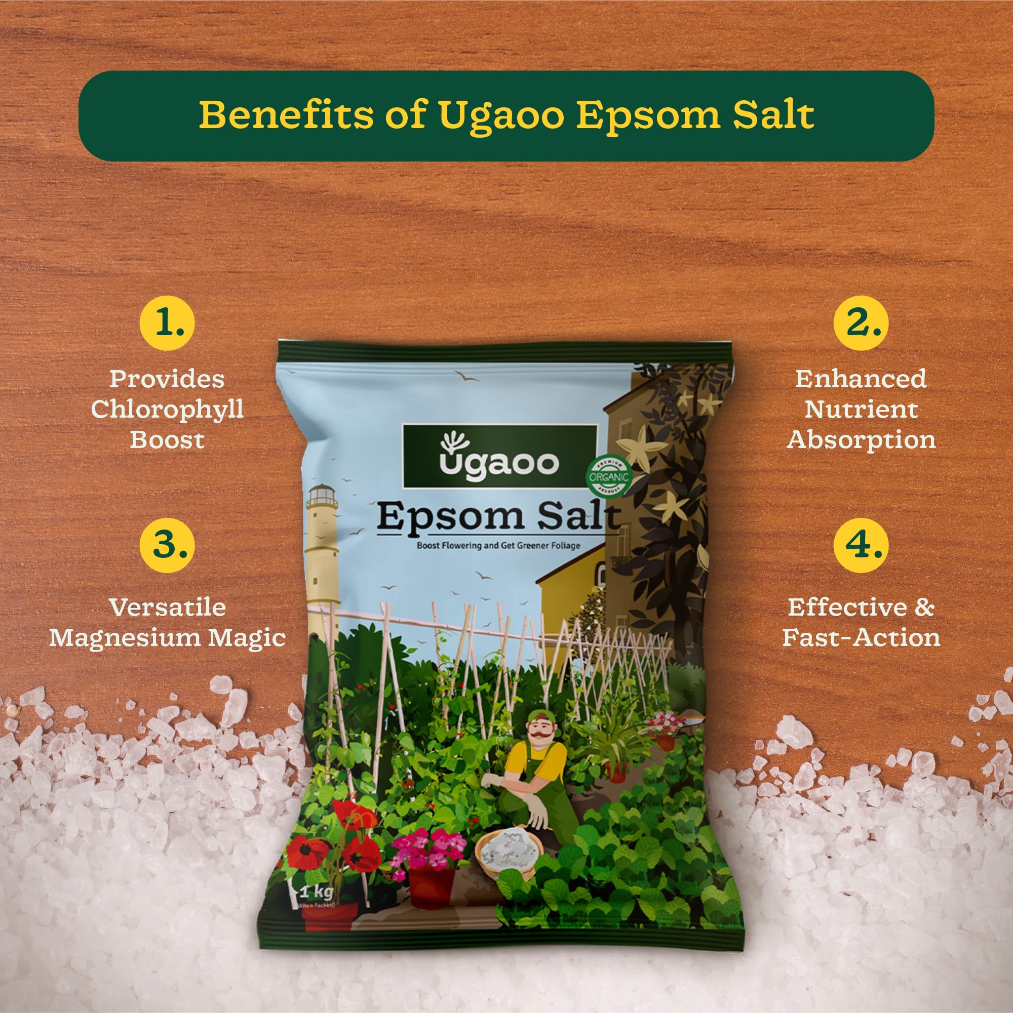 Ugaoo Epsom Salt for Plants Growth - Magnesium Sulphate Organic Fertilizer - 1 Kg |Powder image 4