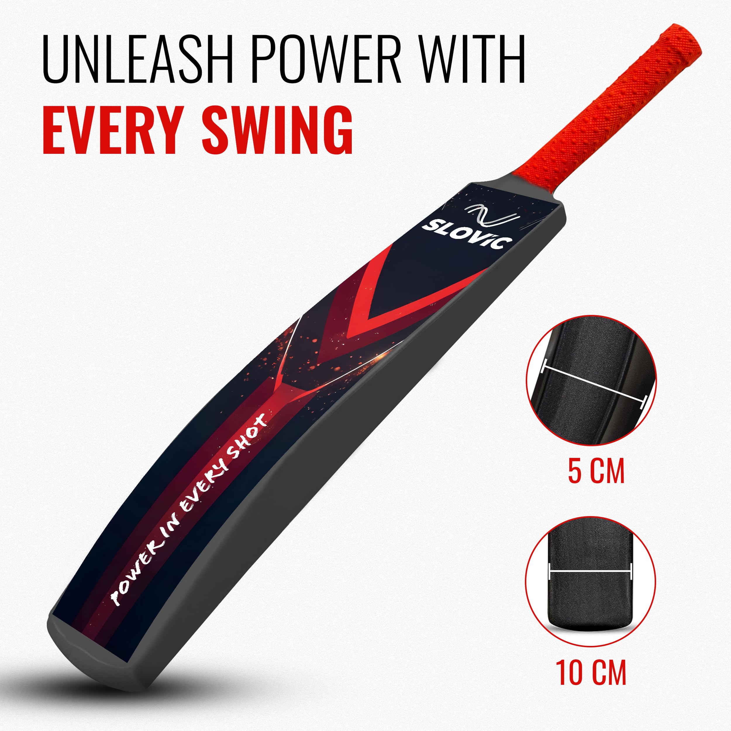 Slovic Cricket Bat [81 x 10 CM] | Full Size Tennis Bat for Cricket | Cricket Bat-Ball for Kids (10 to 14 Years Old) | Plastic Bats for Indoor Tournament | Lightweight Fiber Bat for Cricket kit image 4