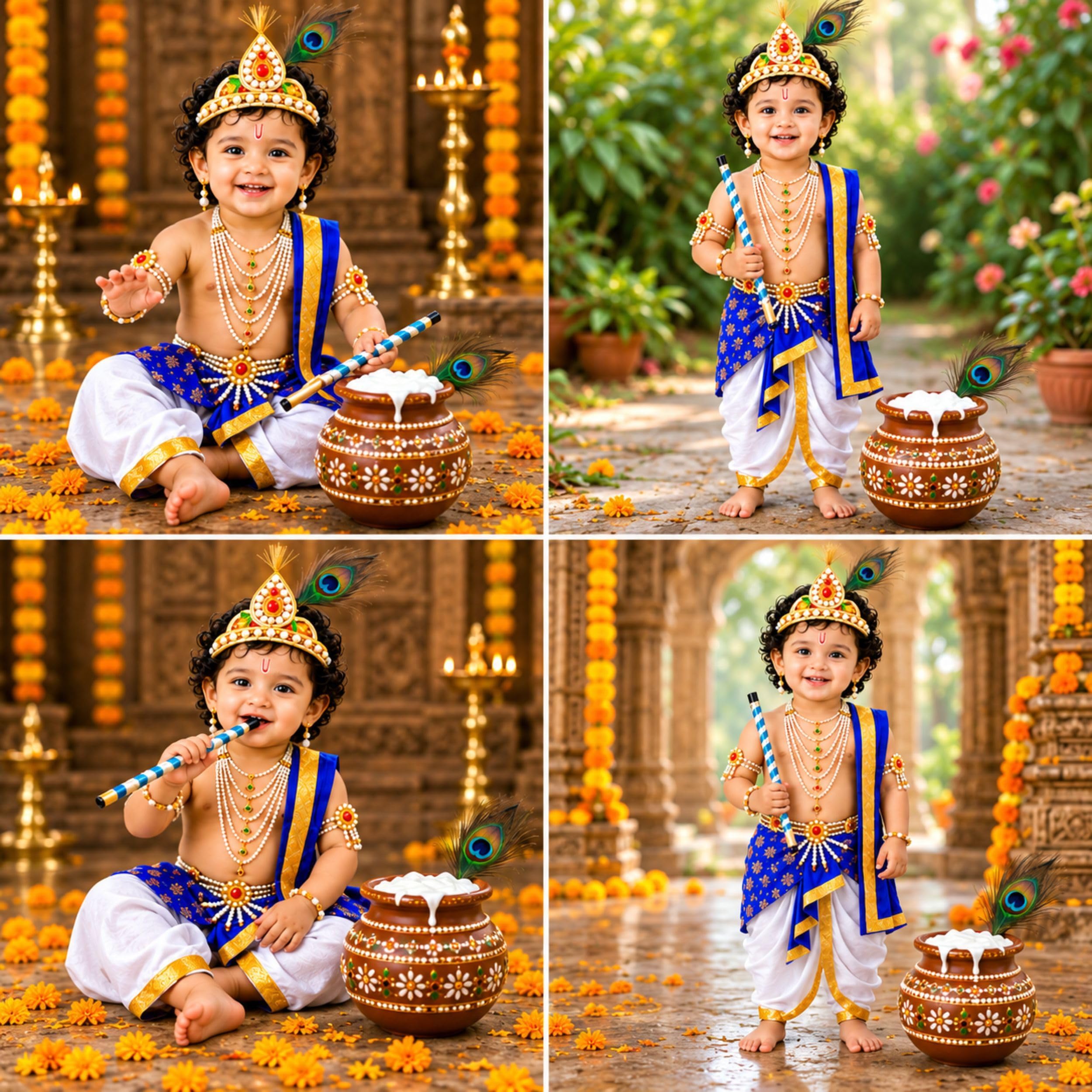 Raj Costume Shri Krishna Dress for Kids, Bal Krishna Costume for Baby Boy and Girl, Janmashtami Fancy Dress Costume, Krishna Dress for Kids image 4