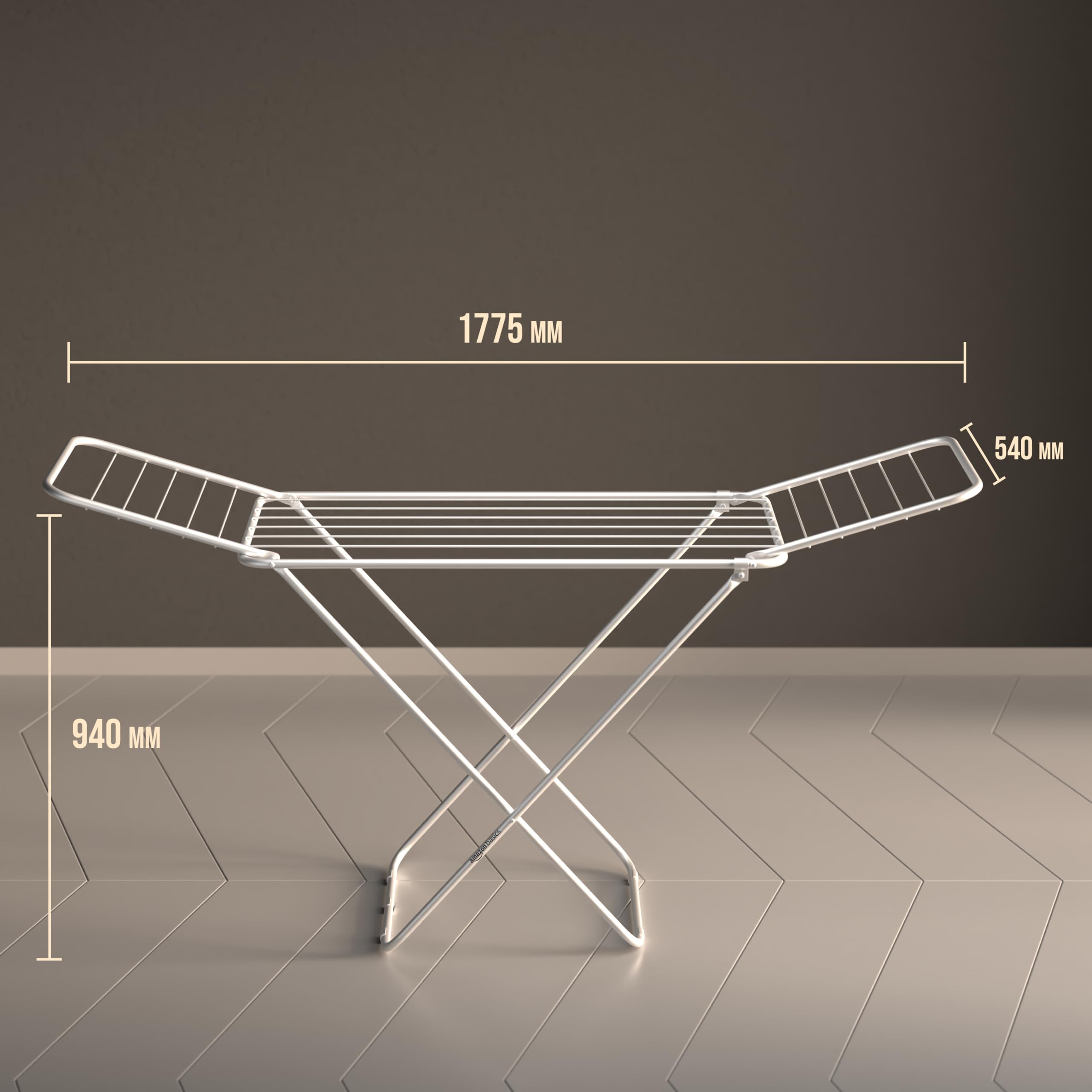 Amazon Basics 3-Way Foldable Cloth Drying Stand – Lightweight Mild Steel Collapsible Rack with 20 Rails & 42 Ft Rack Length (Silver) image 2