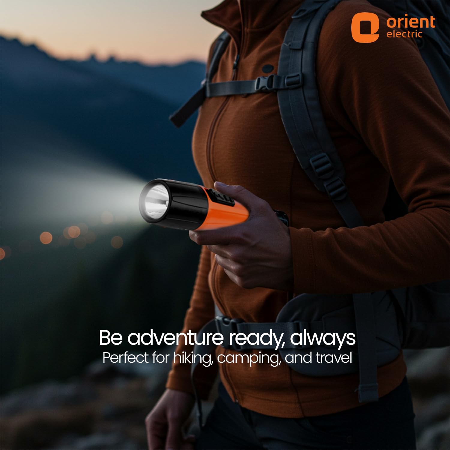 Orient Electric Bolt LED Torch Light | Orange & Black, Pack of 1 image 3